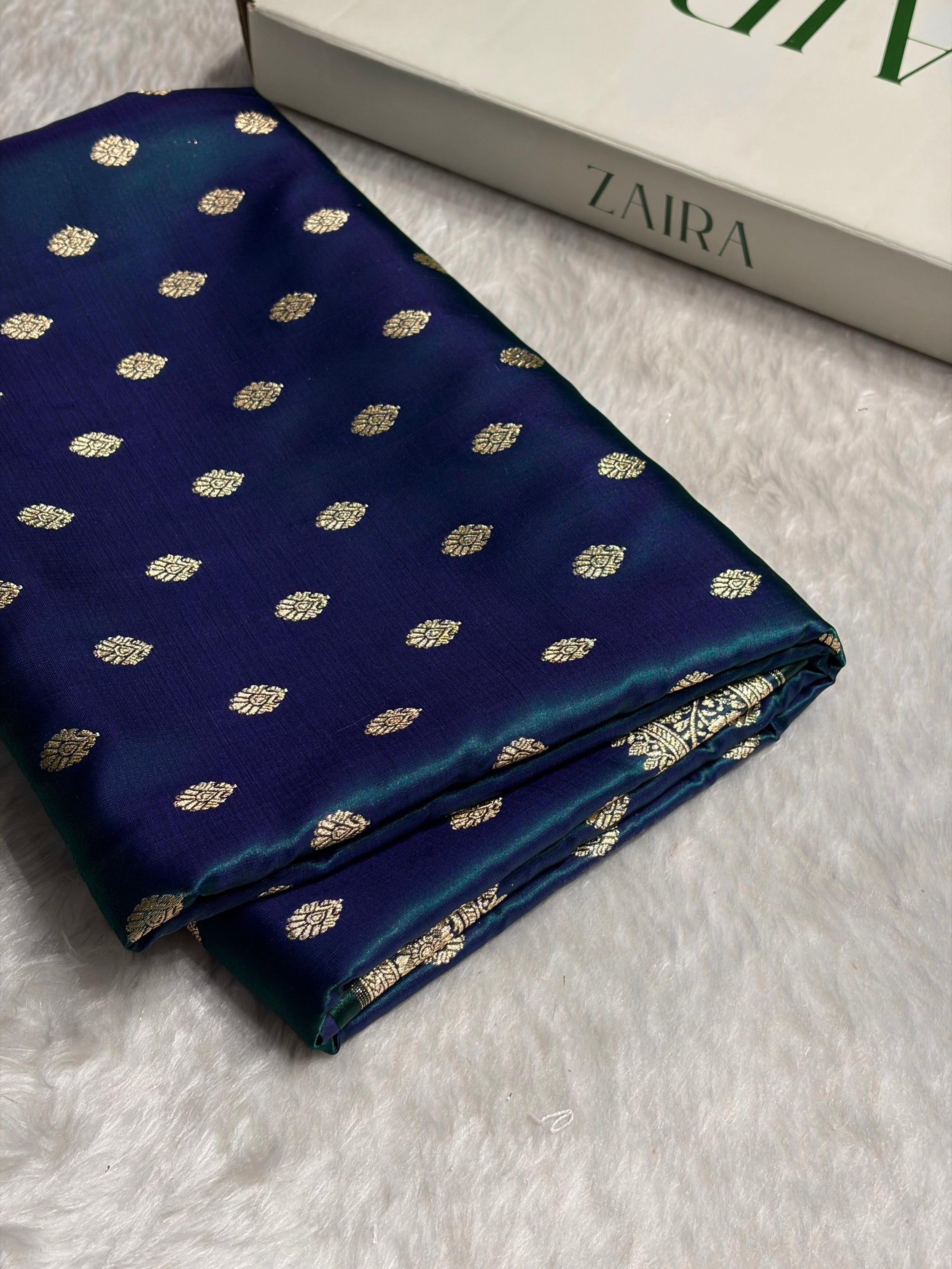 Peacock Shades Banarasi Satin Silk Saree SS36