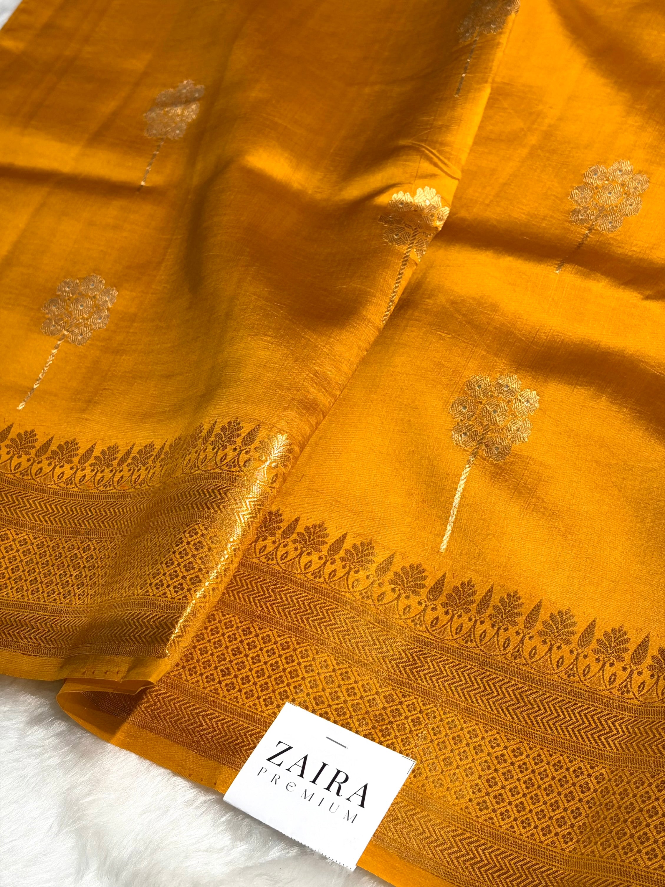 Mustard Shades Handwoven Pure Raw Mango Silk RM-47