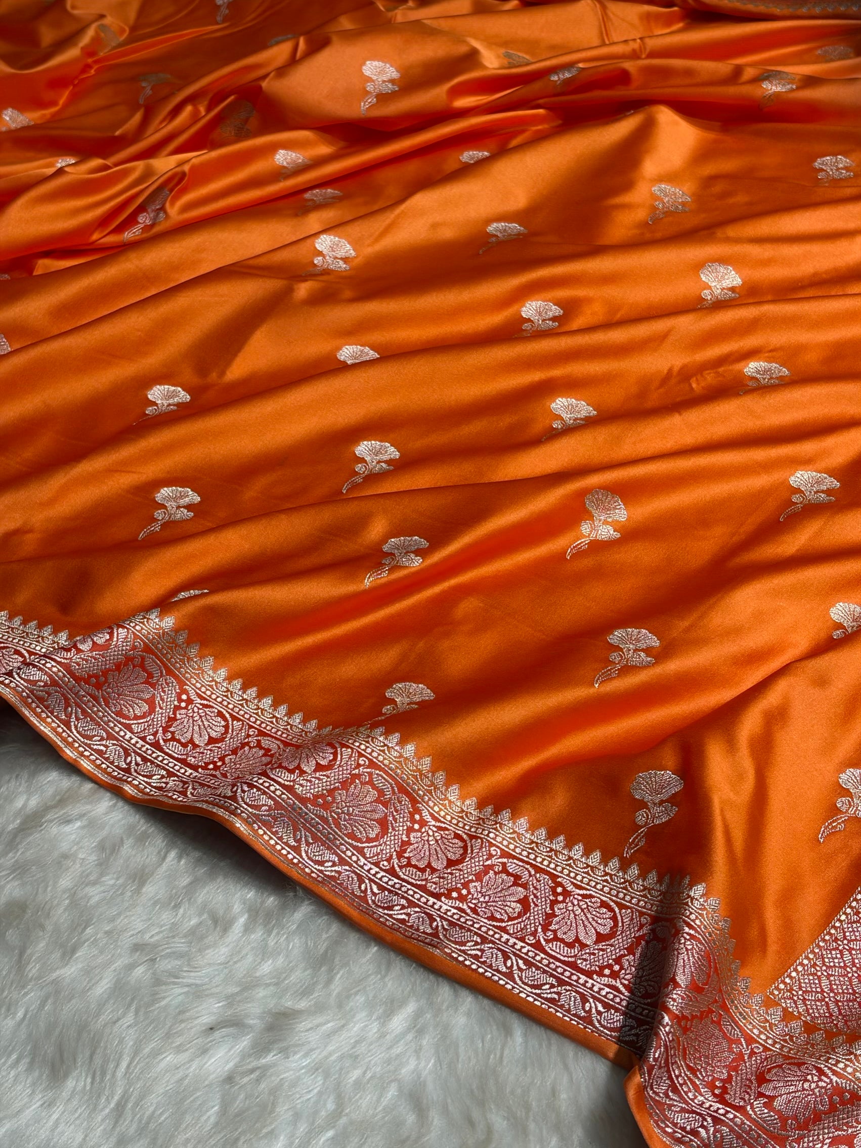 Orange Shades Minakari Boota Mashru Silk Saree MS51