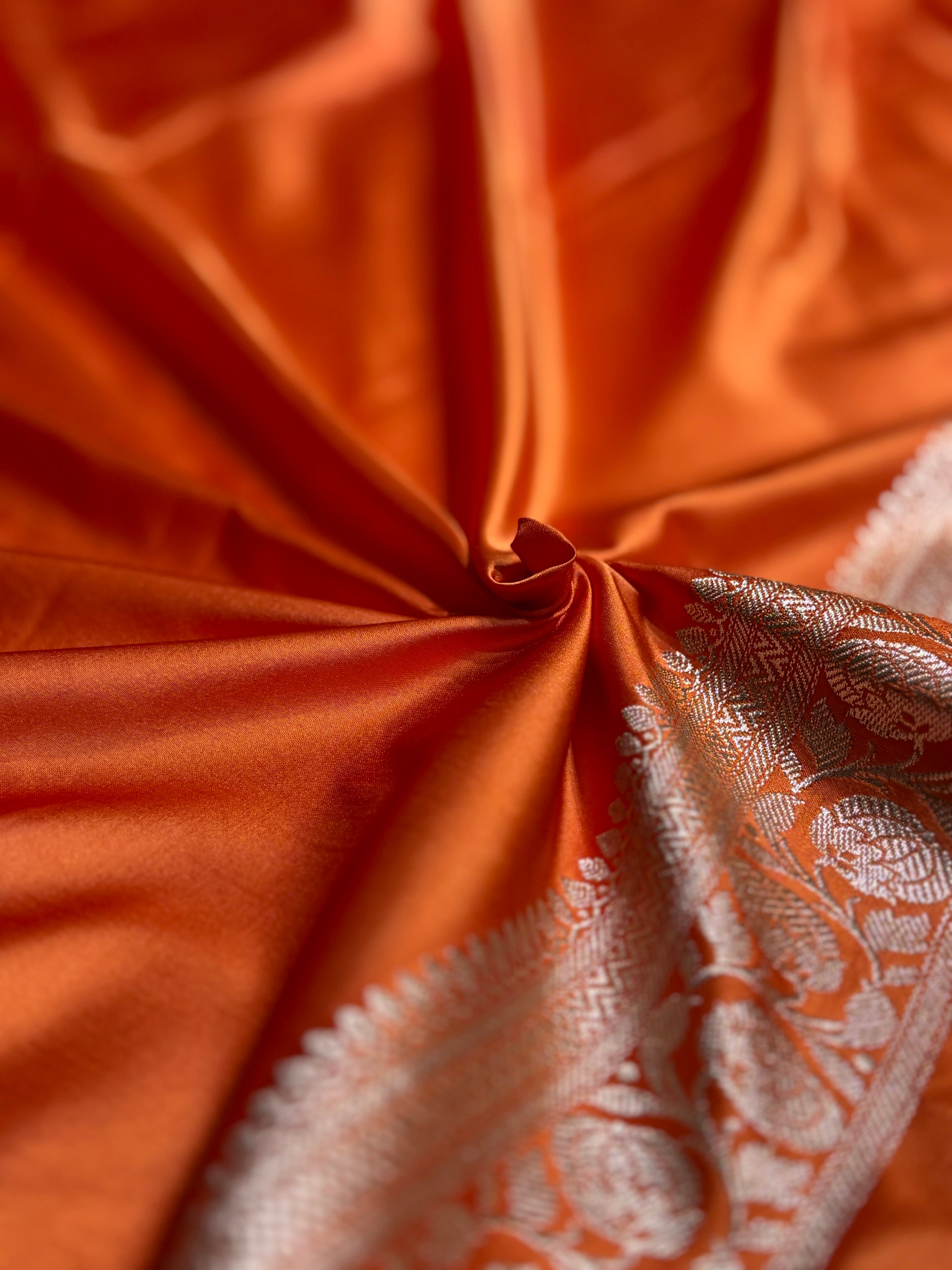 Dusty Orange Minakari Boota Mashru Silk Saree MS35