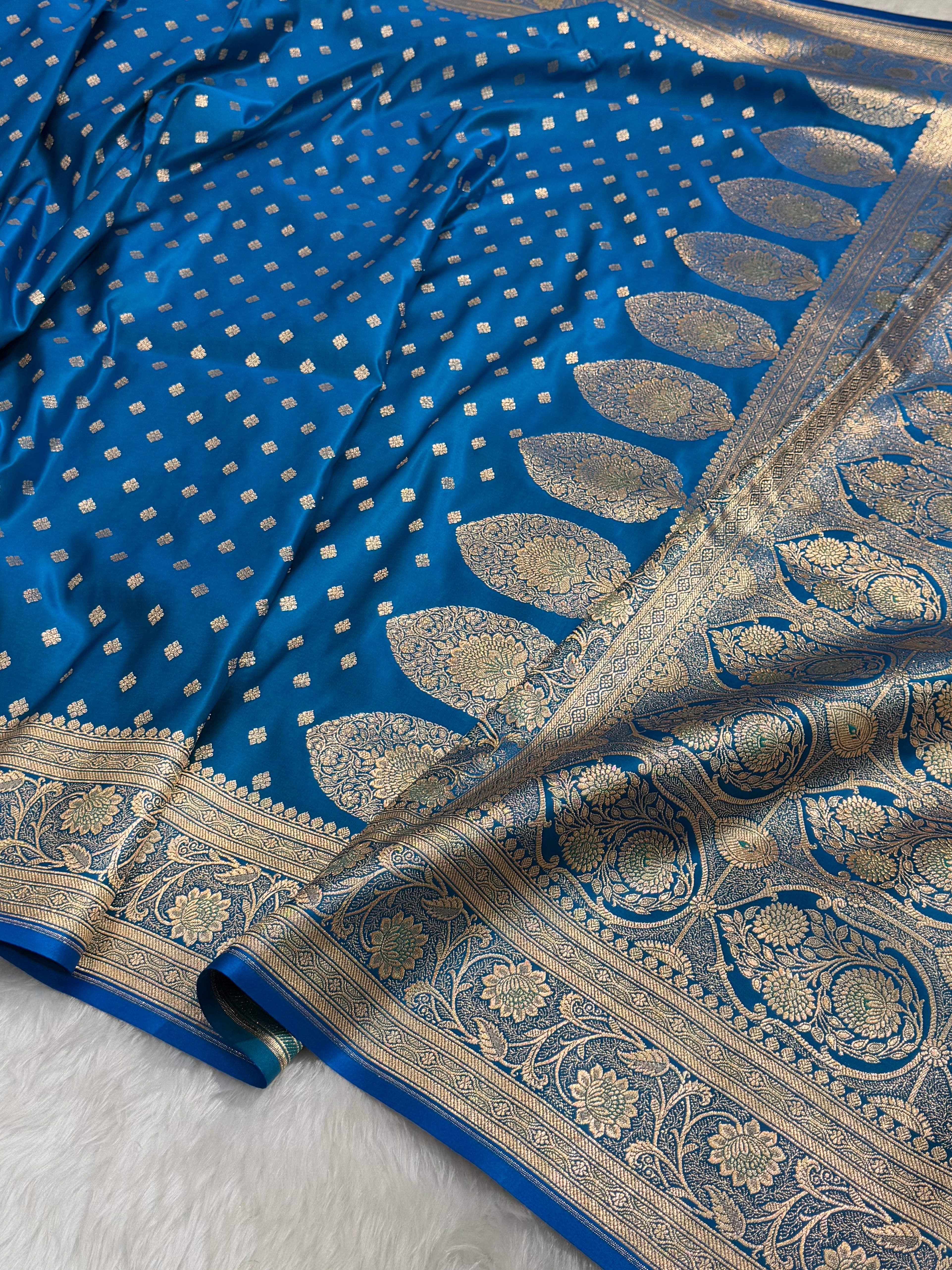 Blended Katan Silk Saree In Blue Shades SK04