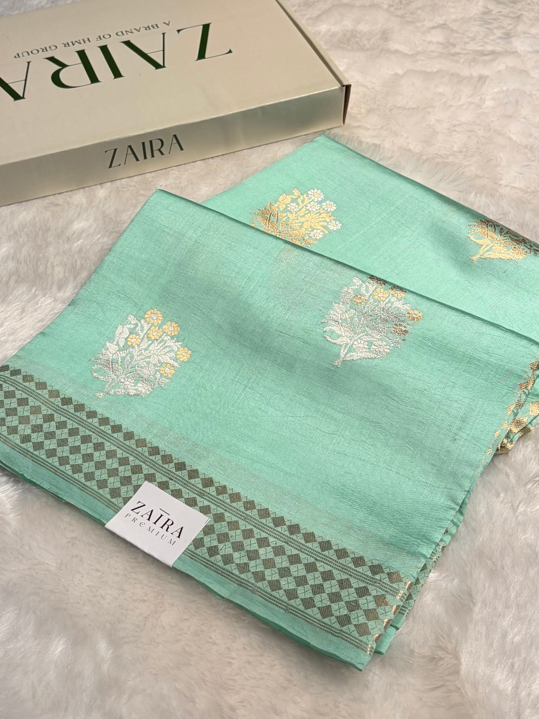 Shadow Green Shades Handwoven Pure Raw Mango Silk RM-48