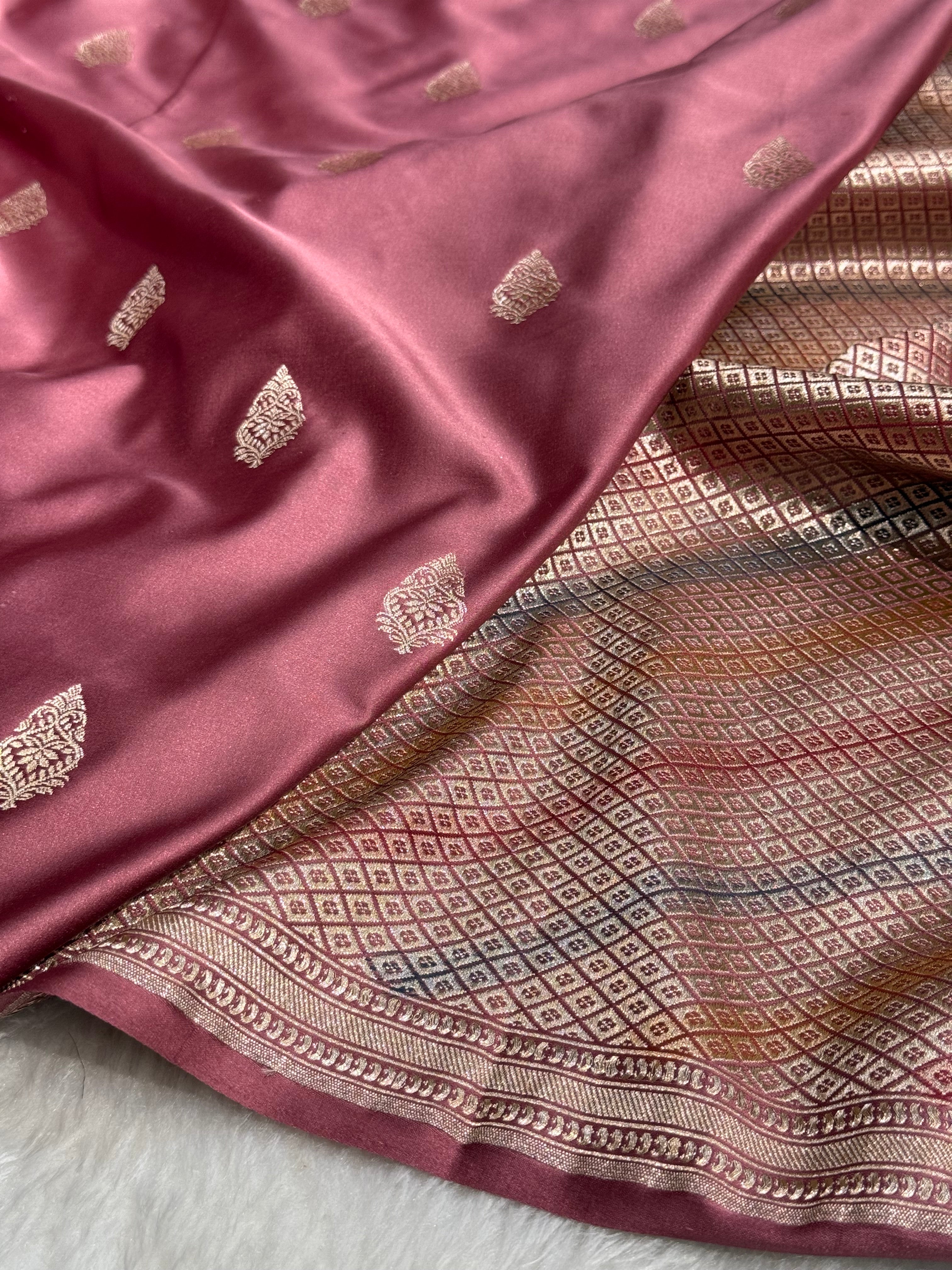 Mauve Scallop Mashru Silk Saree