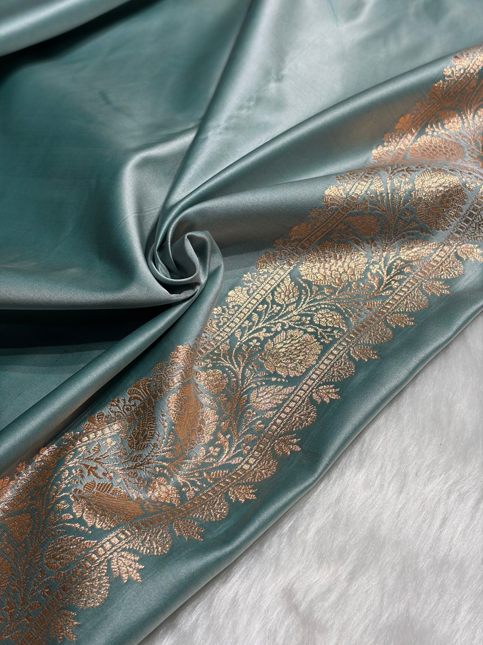 Turquoise Booti Katan Silk Saree SK09