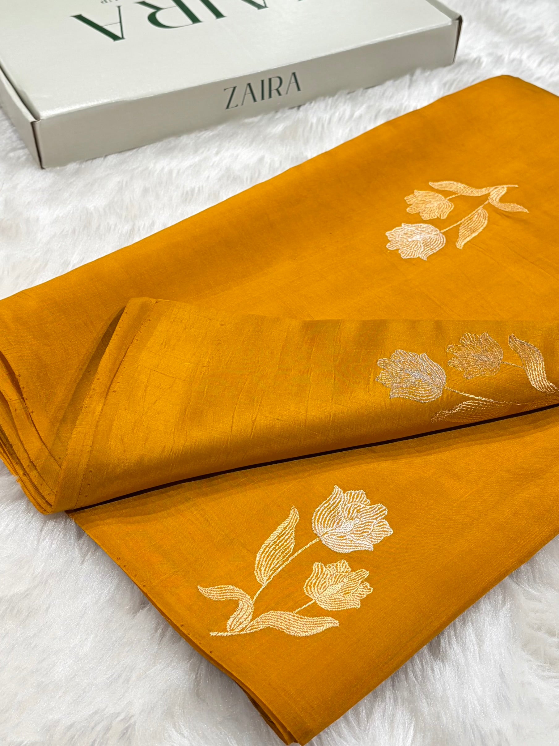 Mustard Shades Meena Boota Handwoven Paper Silk RM-35