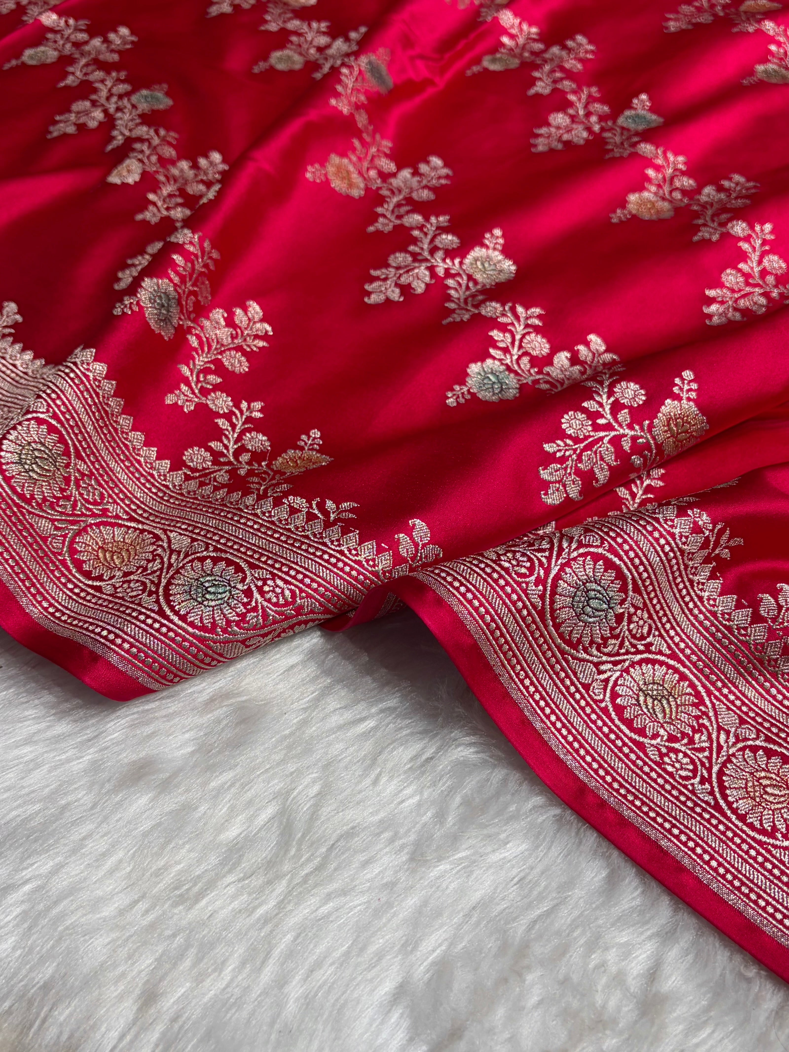 Dark Pink Minakari Banarasi Cross Mashru Silk Saree MS01