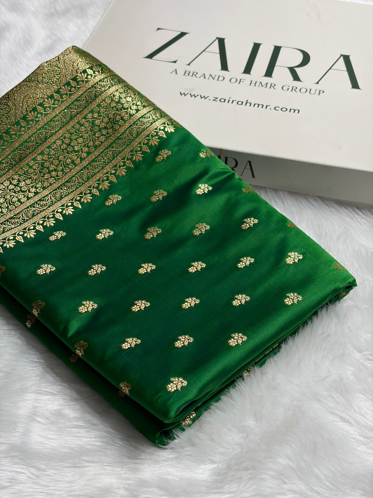 Banarasi Satin Katan Saree in Bottle Green Shades SK89