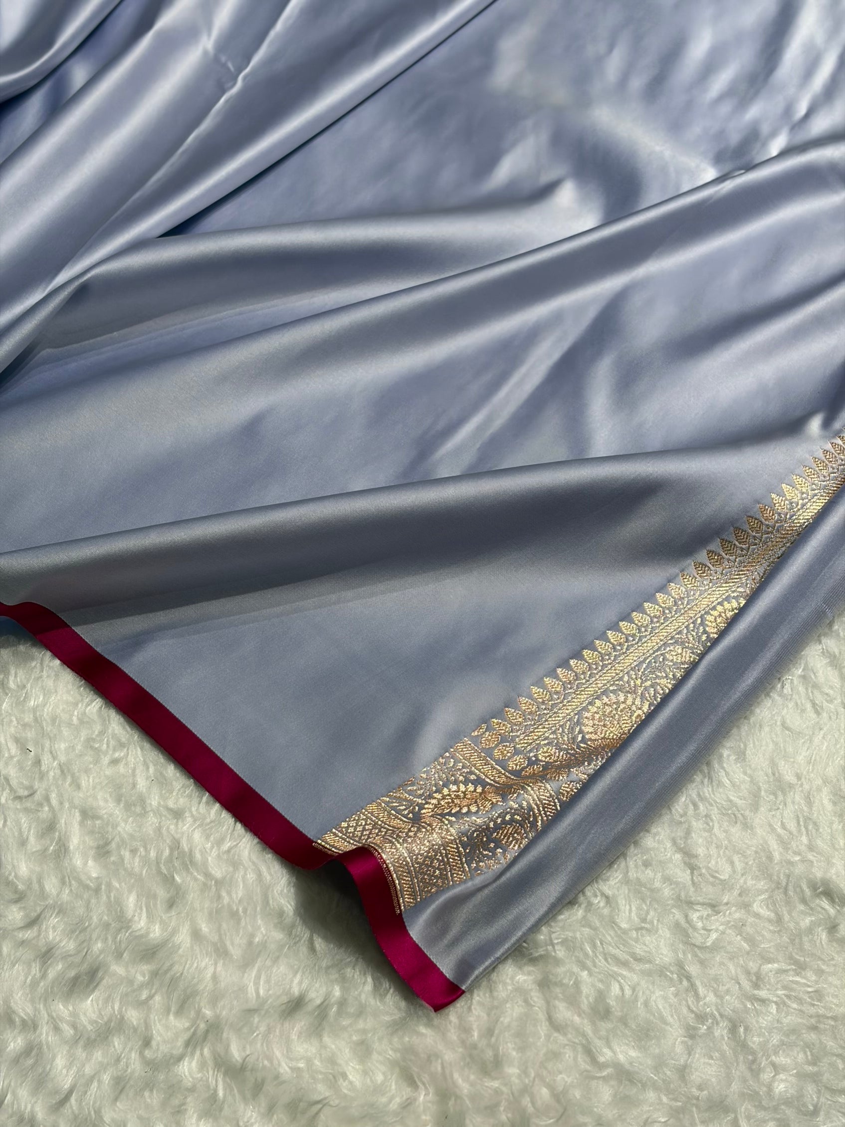 Banarasi Powder Blue Shades Booti Katan Silk Saree SK07