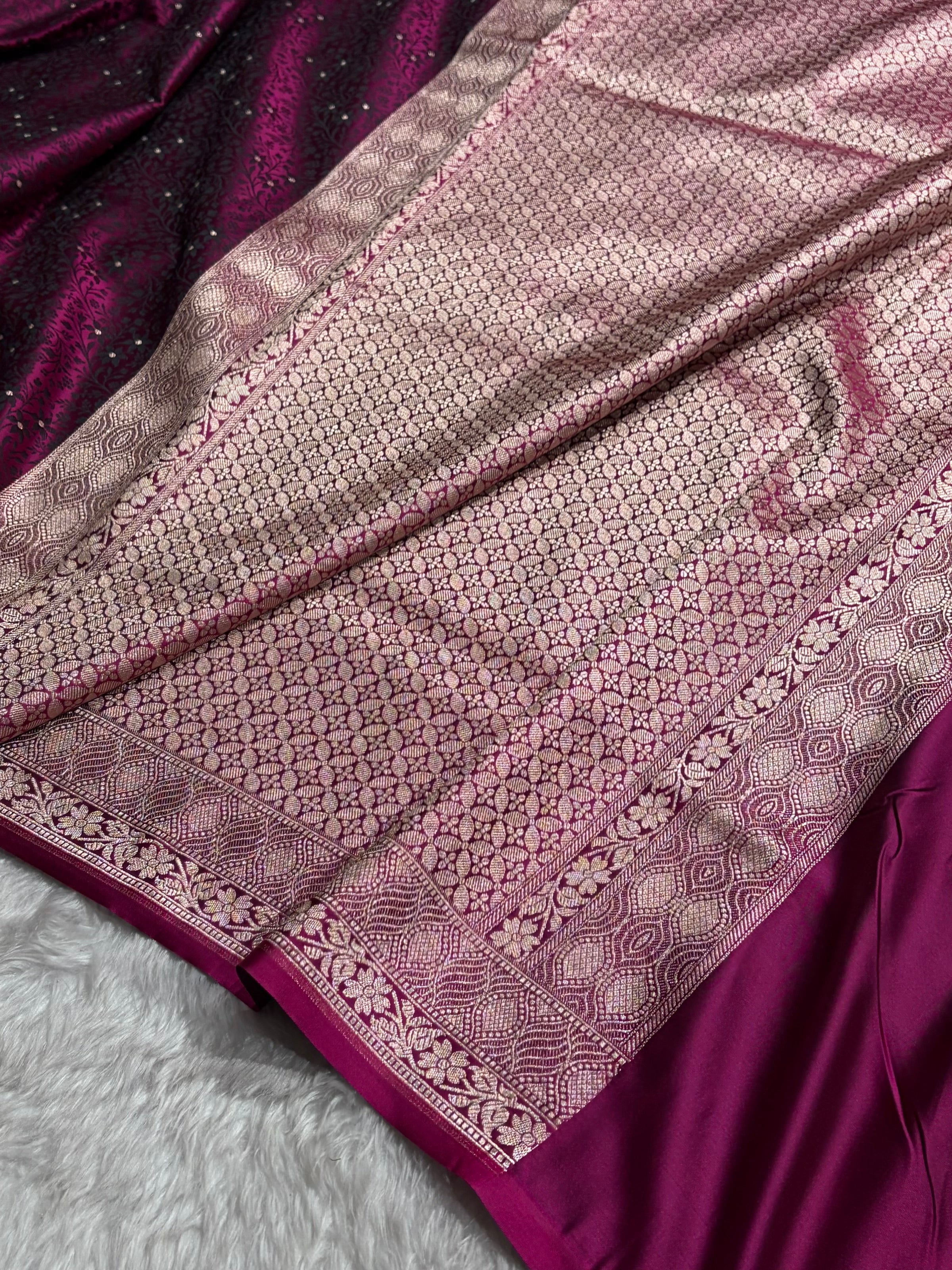 Wine Shades Tanchoi Motif Mashru Silk Saree MST-15