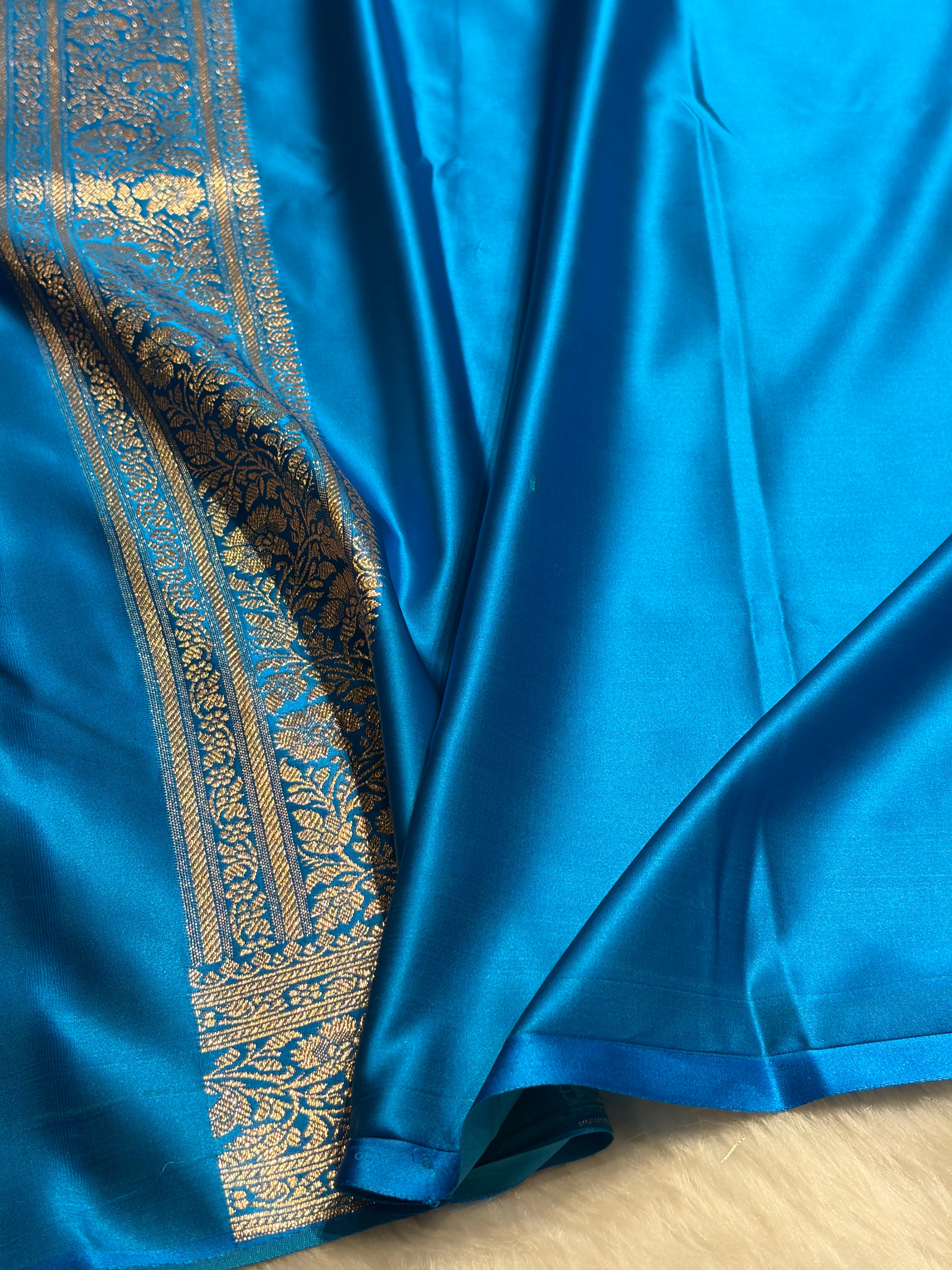 Firozi Booti Pattern Satin Katan Silk Saree SK65