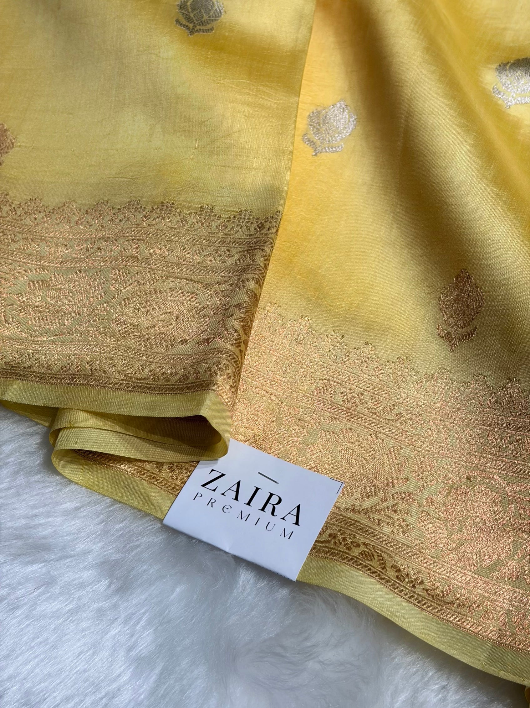 Ombré Lemom Shades Boota Handwoven Pure Raw Mango Silk RM-08