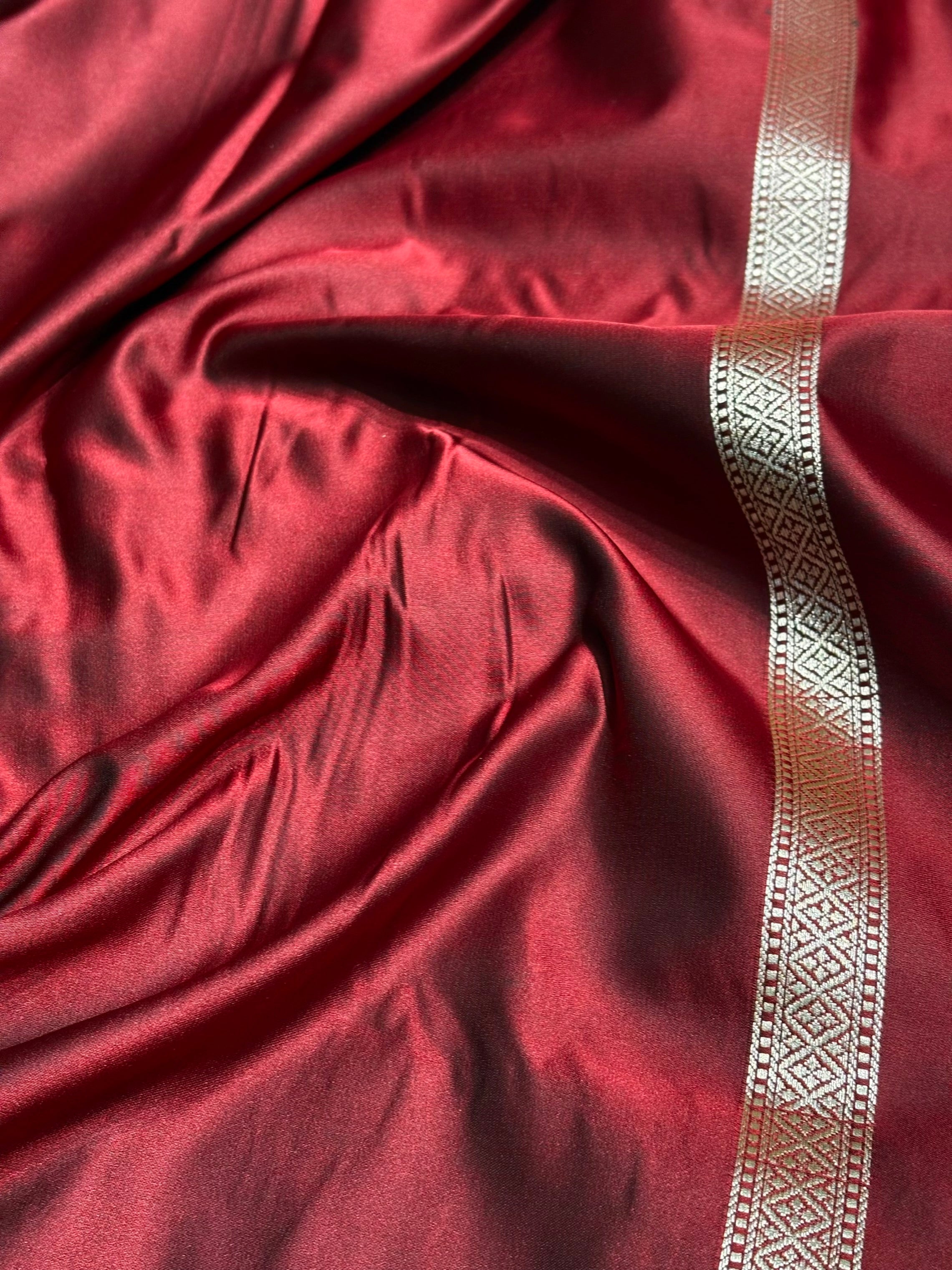 Maroon Shades Scallop Motif Booti Mashru Silk Saree MSM-56