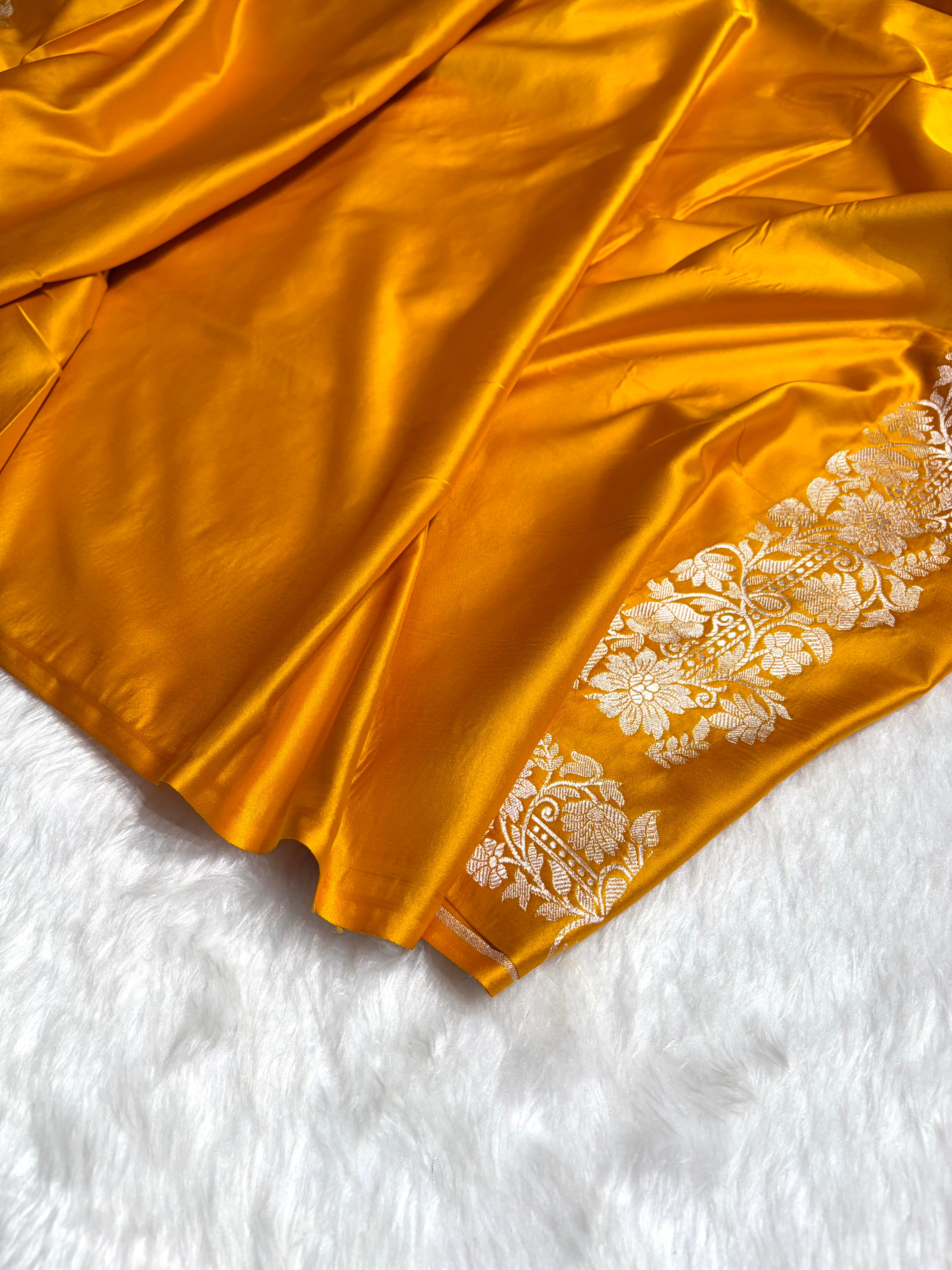Mustard Shades Floral Boota Mashru Silk Saree MSM-67