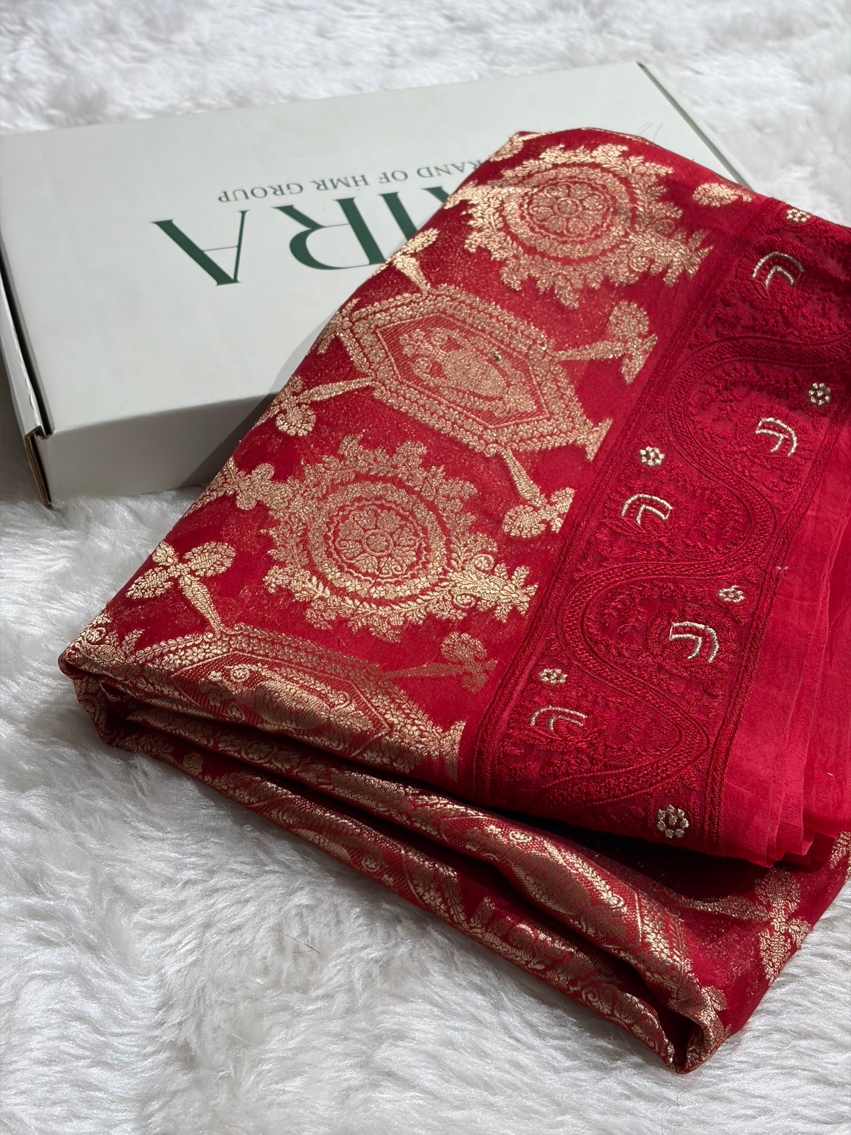 Banarasi Pure Organza Red Shades Banarasi Silk Saree PO-39