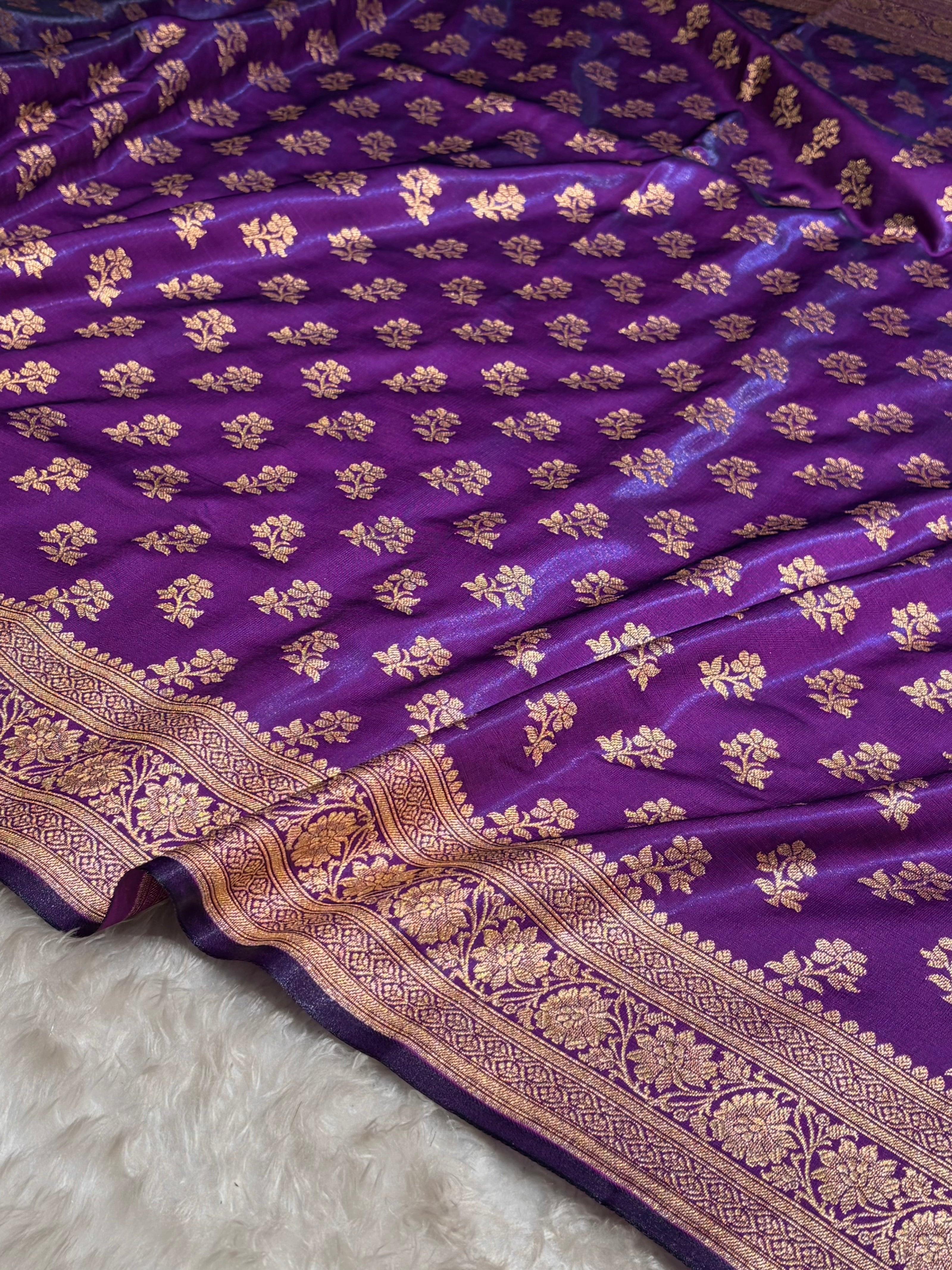 Purple Shades Banarasi Satin Silk Saree SS34
