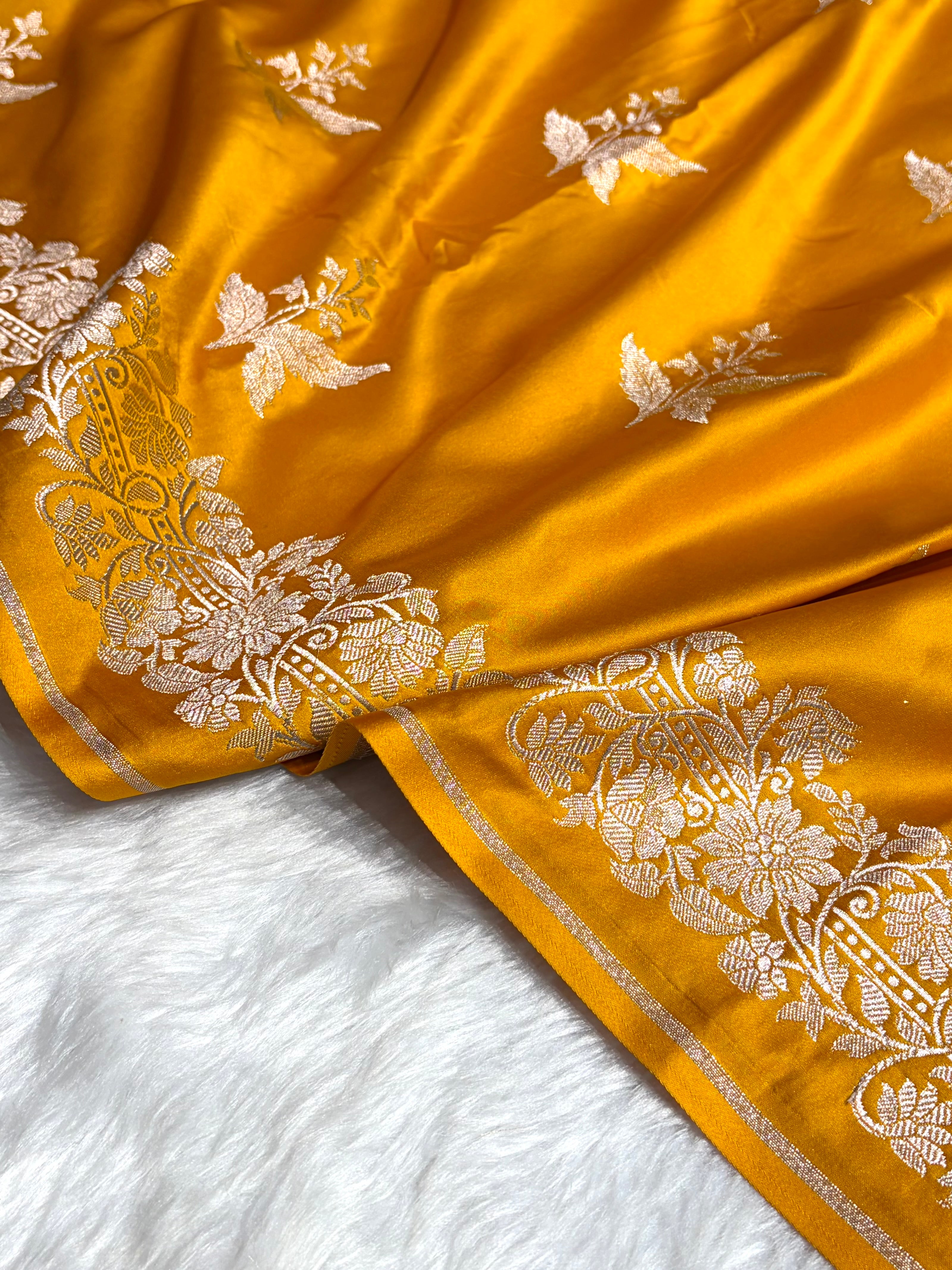 Mustard Shades Floral Boota Mashru Silk Saree MSM-67