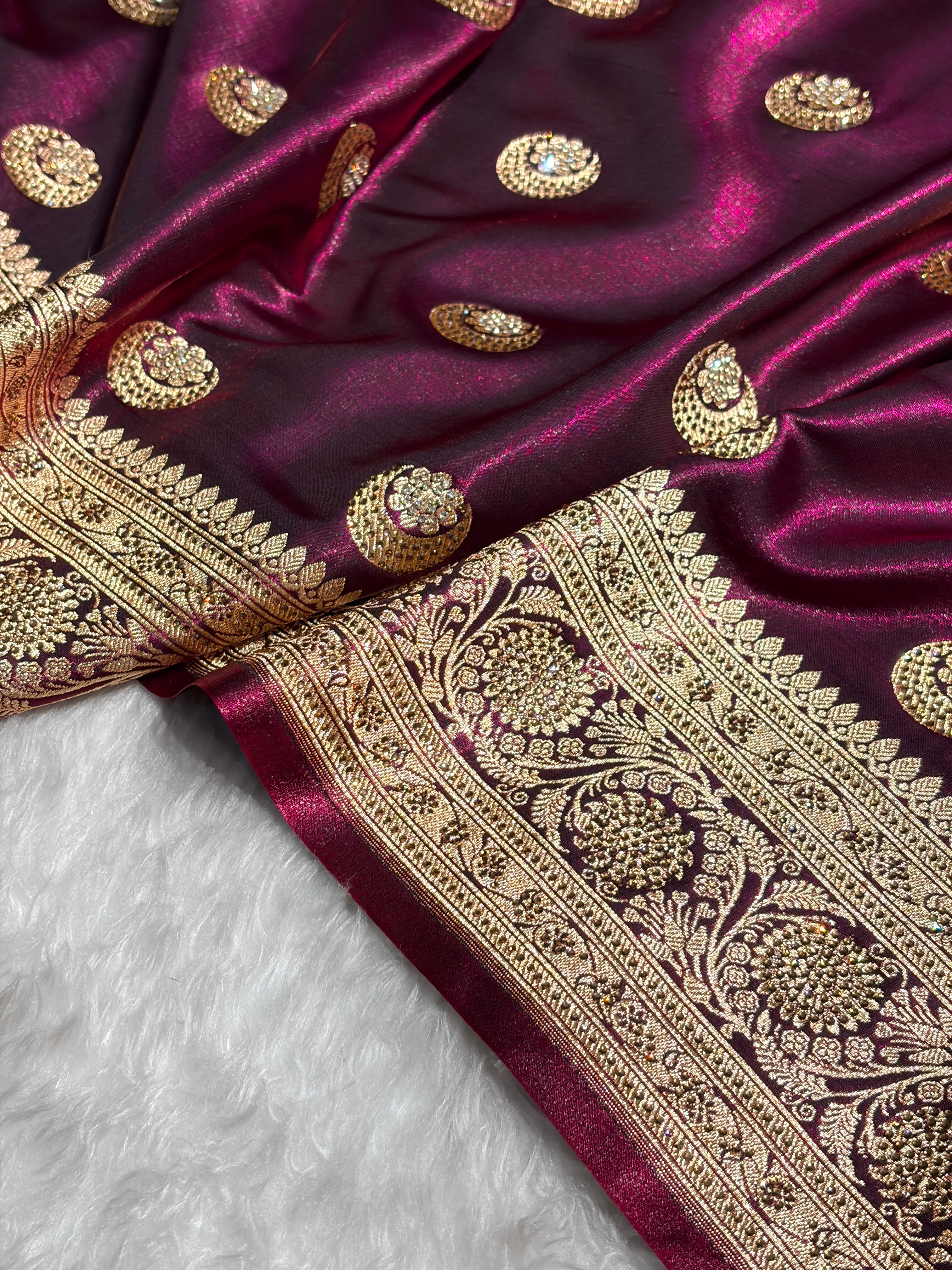 Chand Tara Cross Wine Boota With Traditional Banarasi Swarovski Work BSS04 (R)