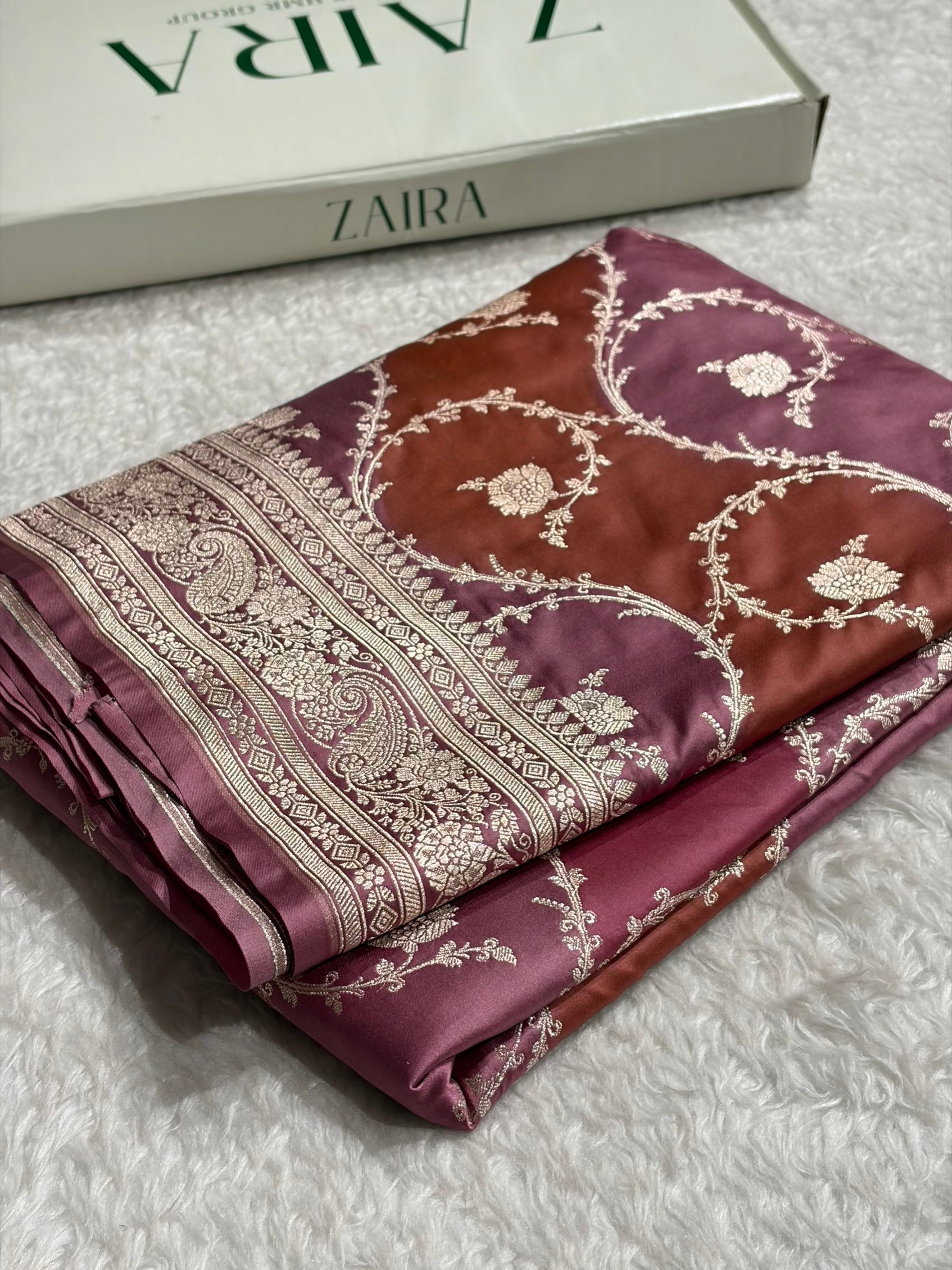 Banarasi Mauve Rangkat Mashru Silk Saree Jaal MSRK44