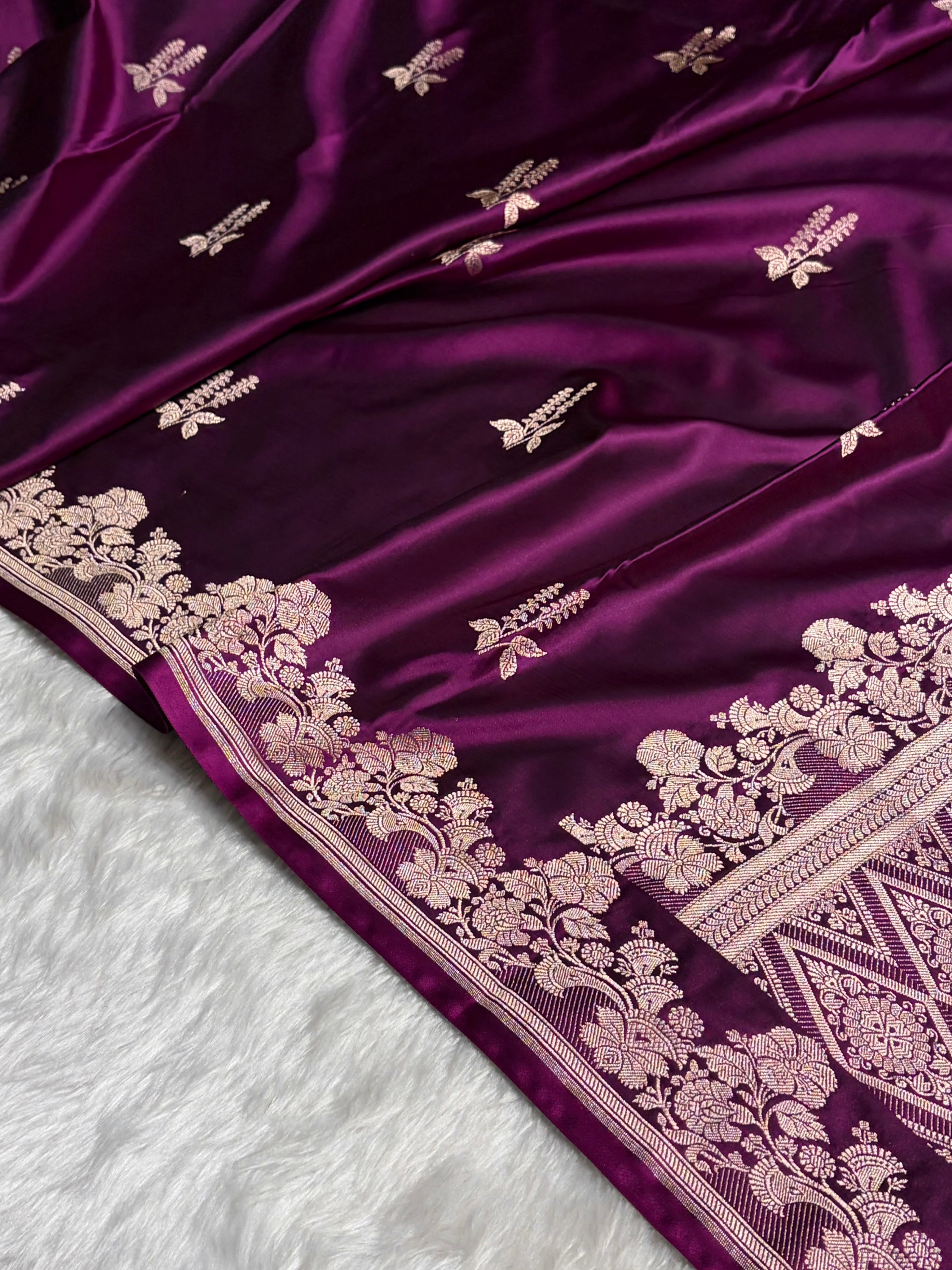 Wine Floral Boota Mashru Silk Saree MSM-43