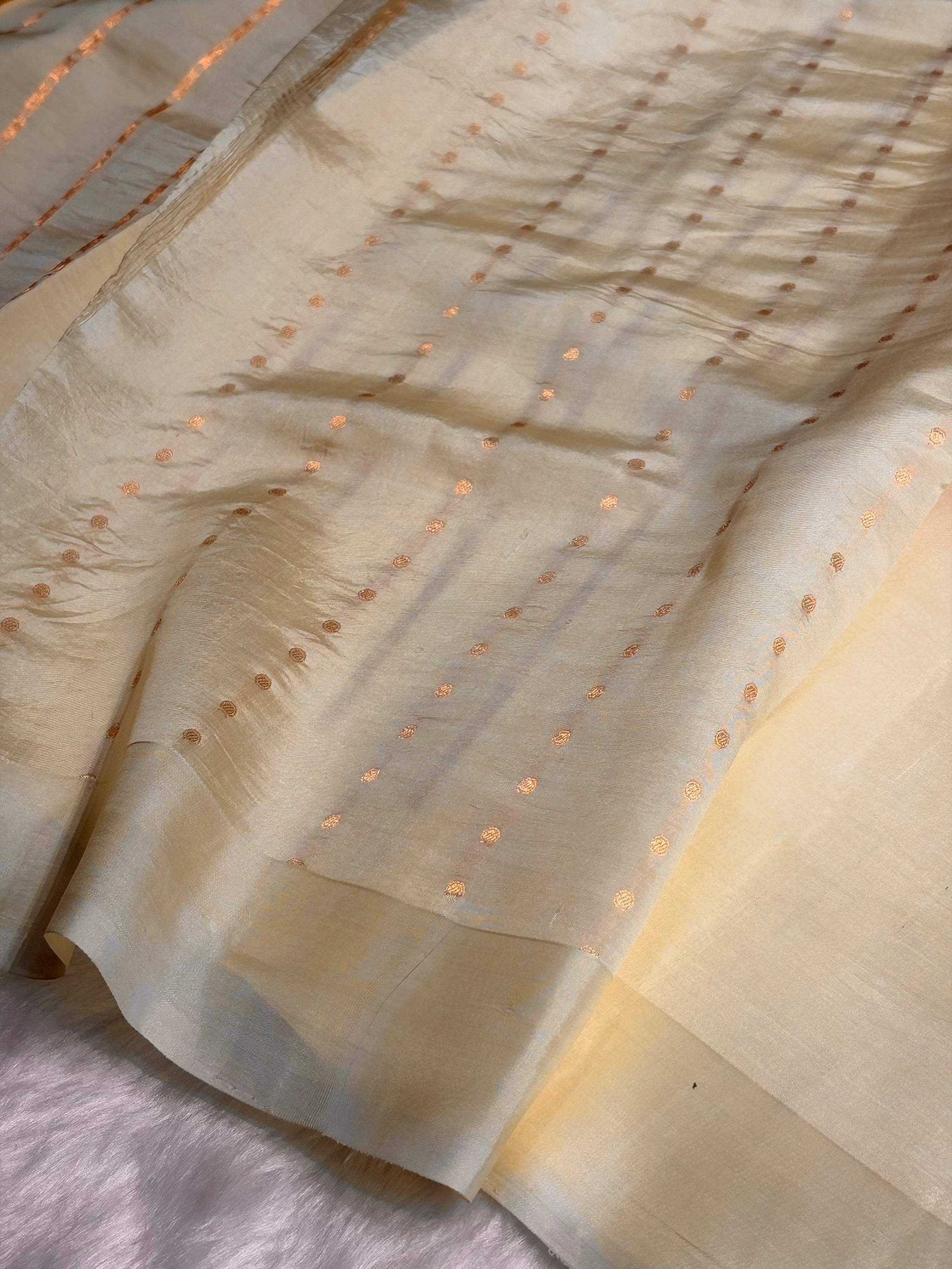 Light Lemon Shades Meena Boota Handwoven Raw Mango Silk RM-43
