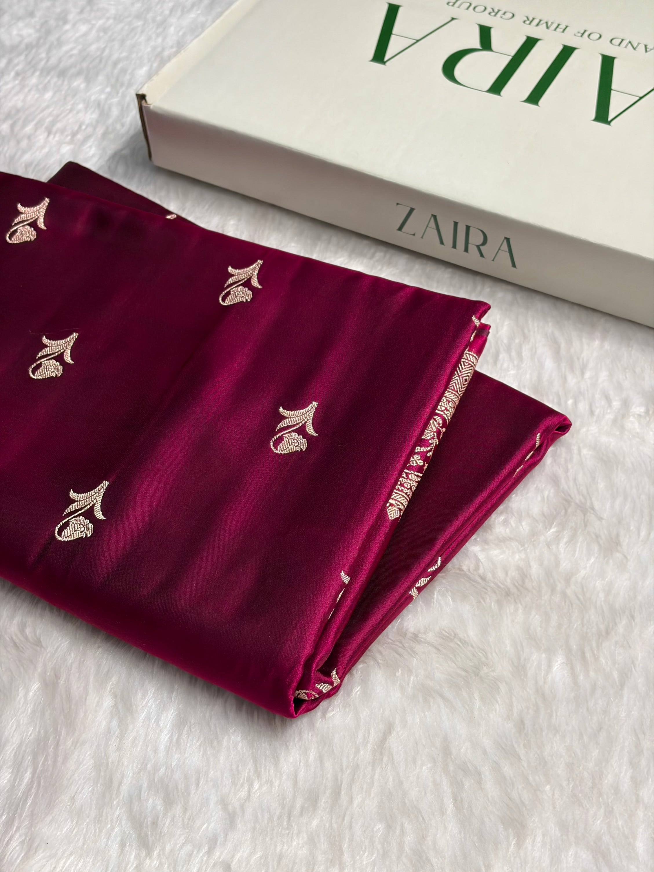Wine Boota With Floral Border Mashru Silk Saree MSM-96