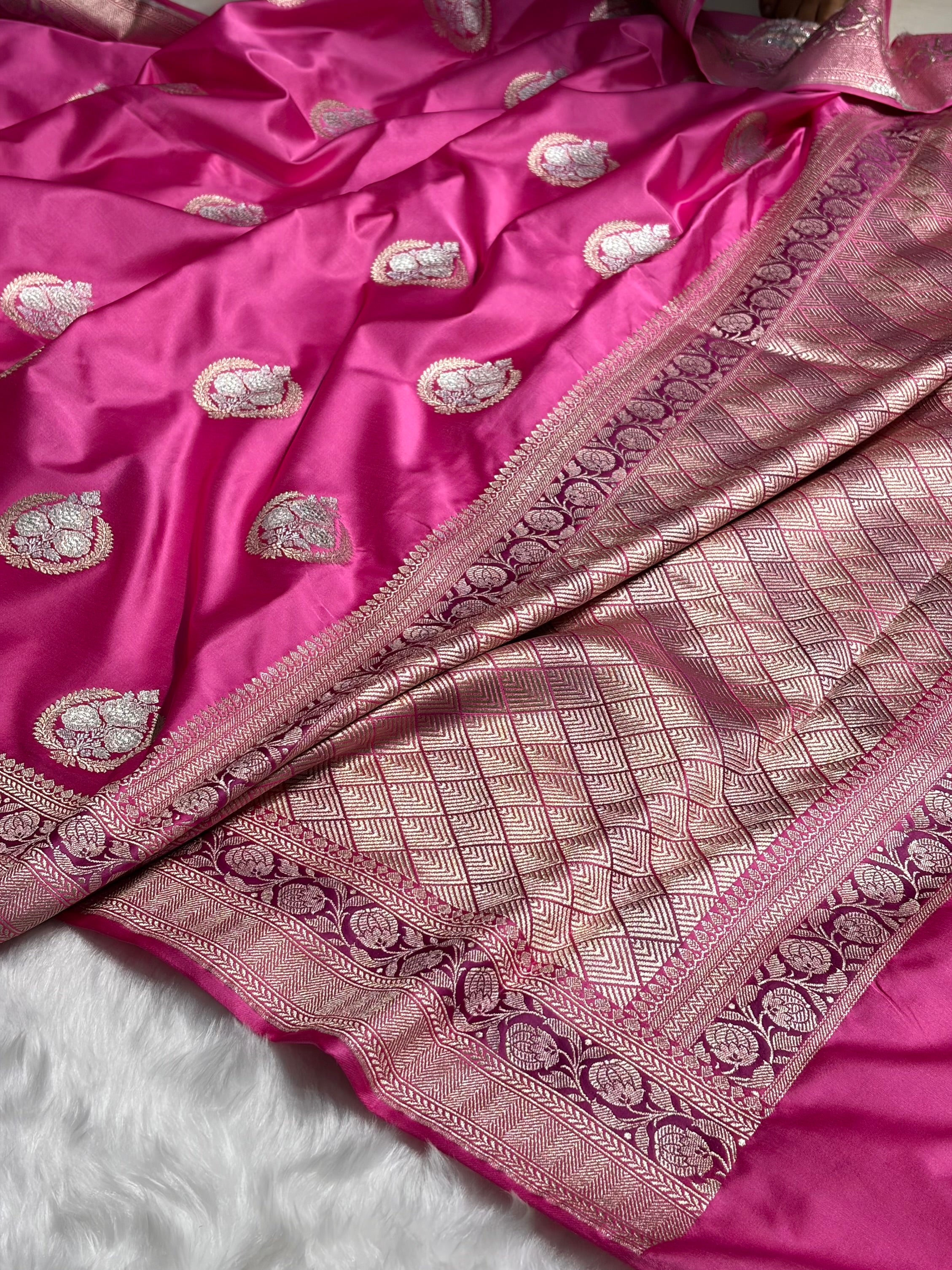 Blush Pink Minakari Boota Mashru Silk Saree MS35