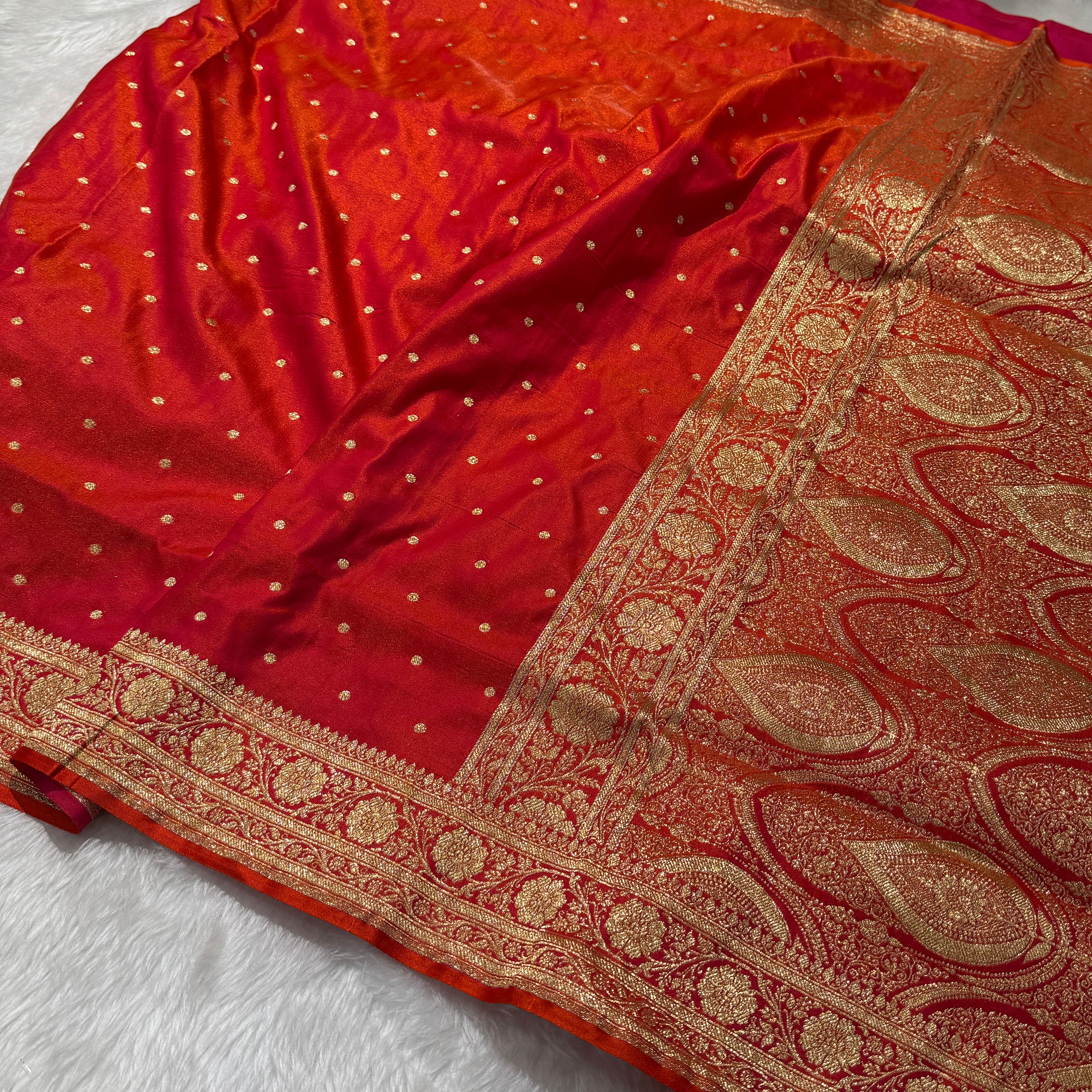 Satin Silk Dot Booti in Orange Shades SS08