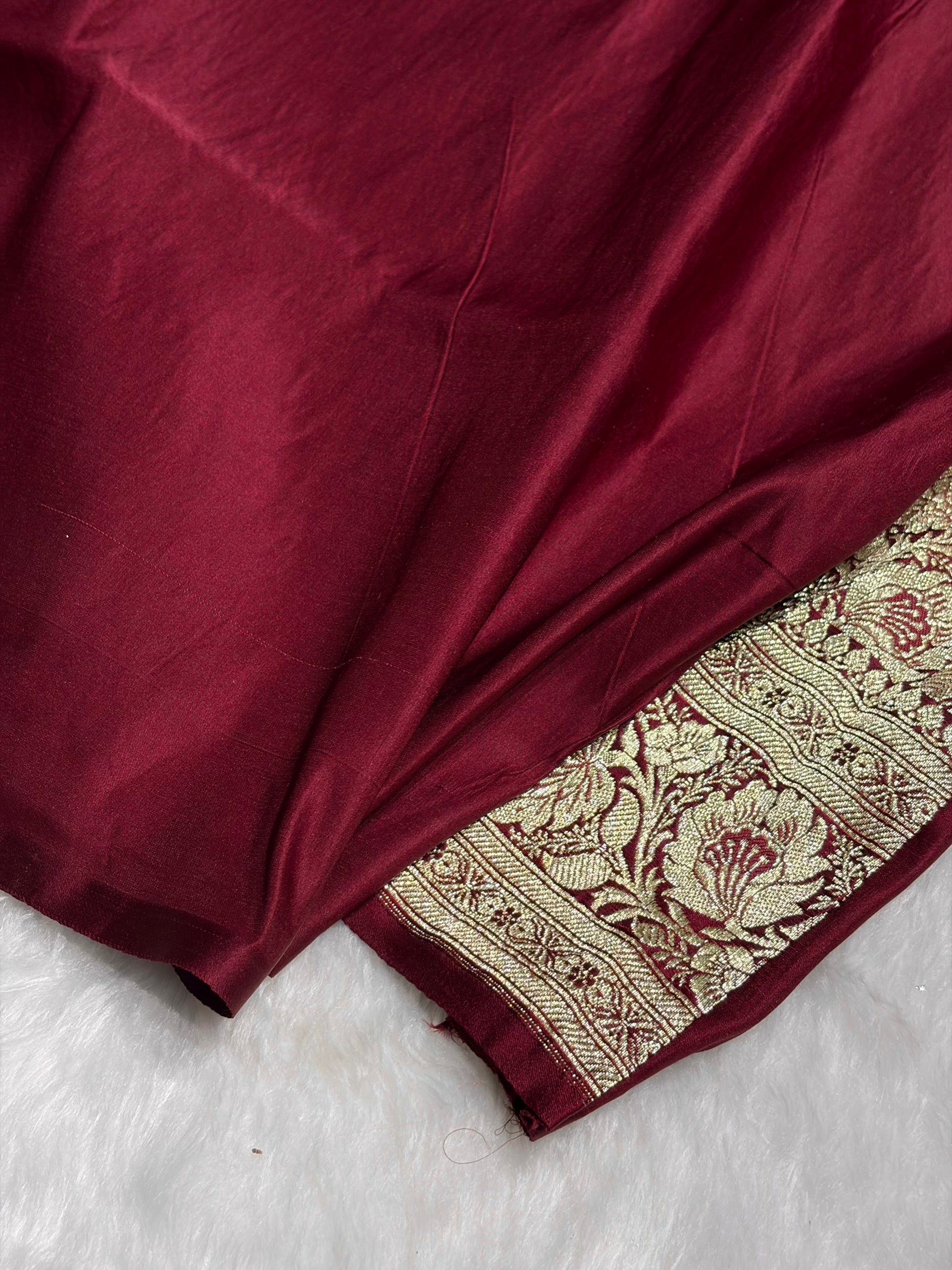 Garnet Katan Silk Saree In Boota Floral Motif