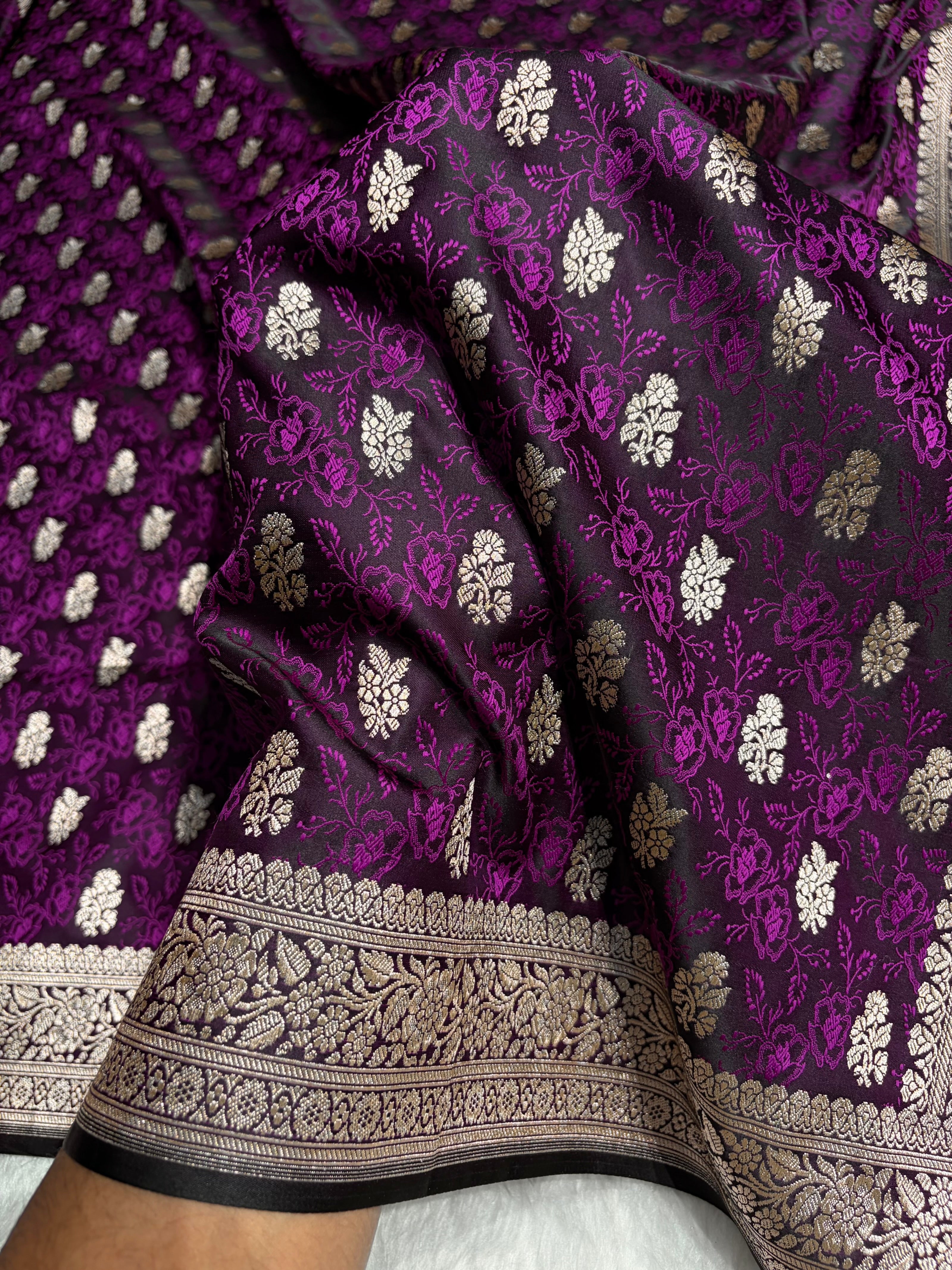 Dark Magenta Shades Tanchoi Motif Mashru Silk Saree MST-10