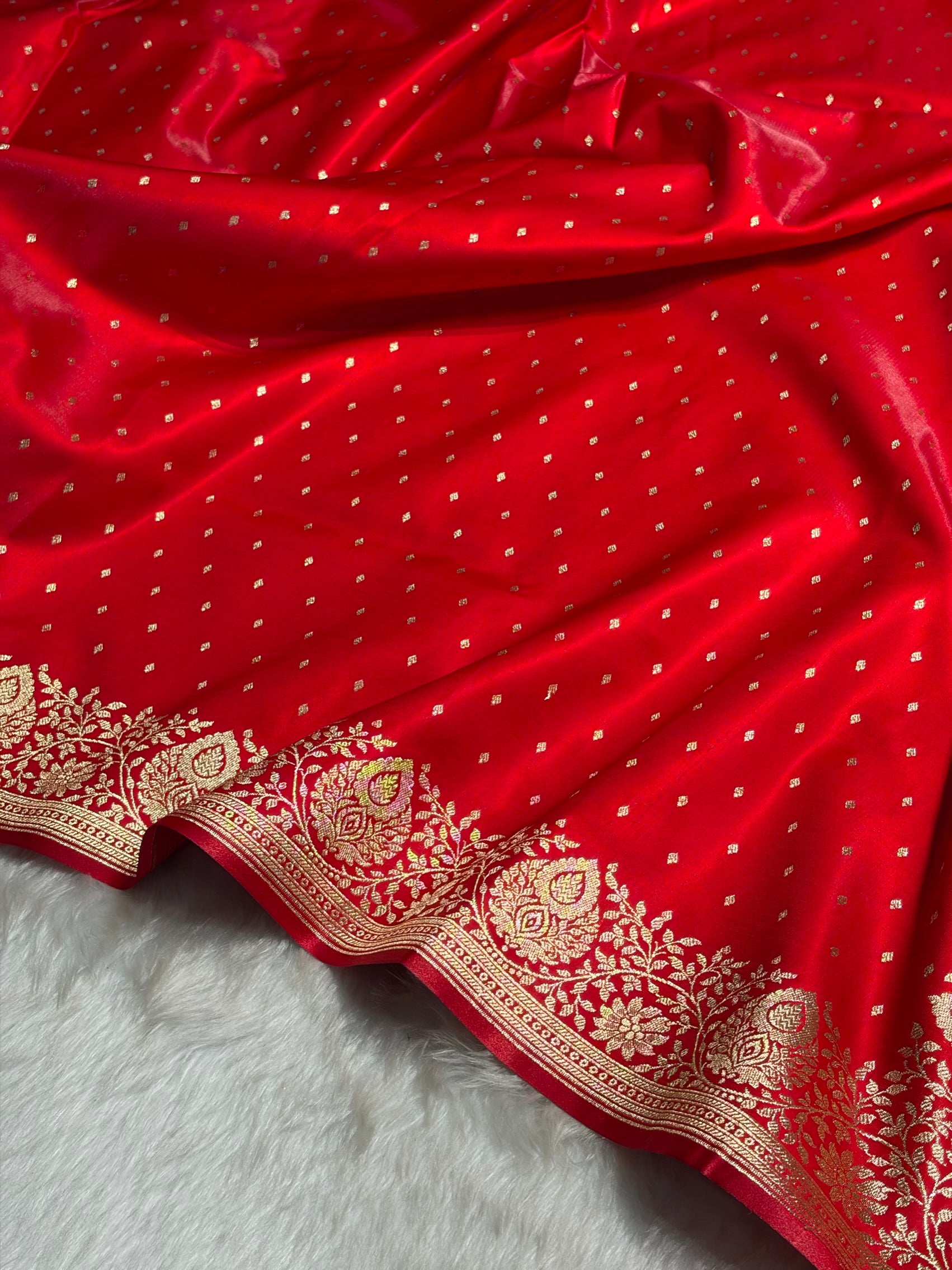 Ultra Light Weight Satin Silk Boota in Red Shades SS31
