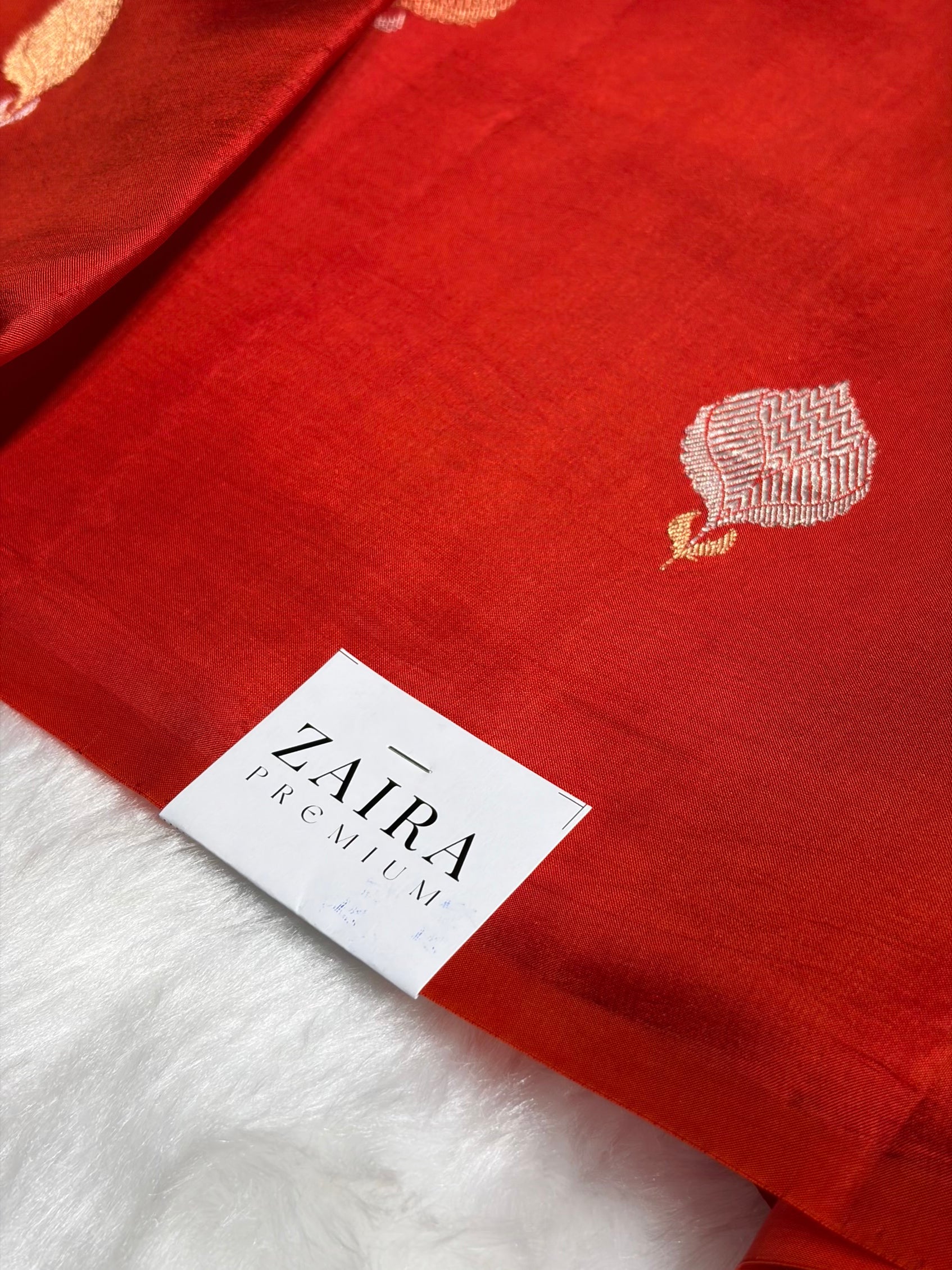 Red Shades Boota Handwoven Pure Raw Mango Silk RM-10