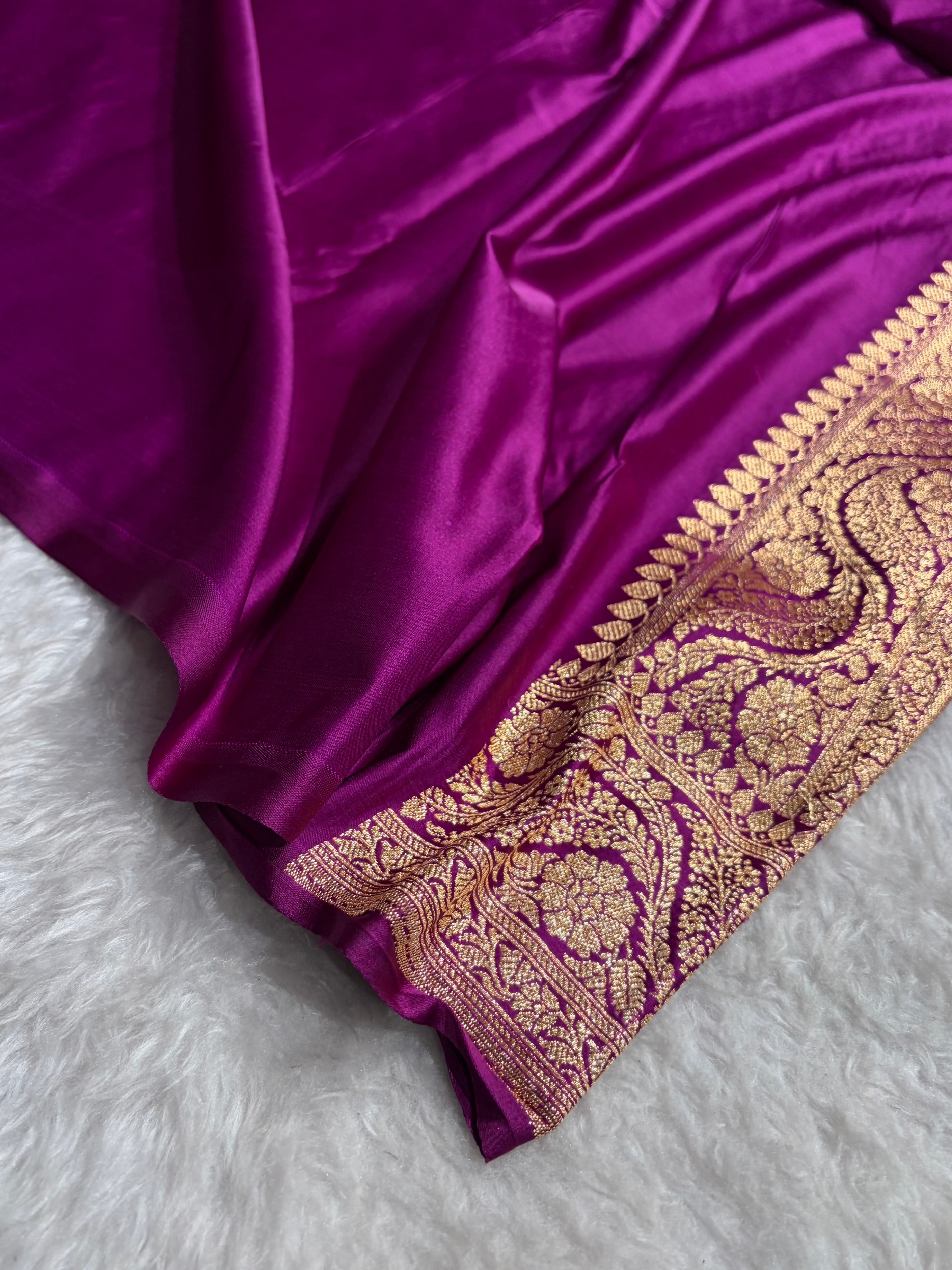 Magenta with Boota Pattern Satin Katan Silk Saree SK67