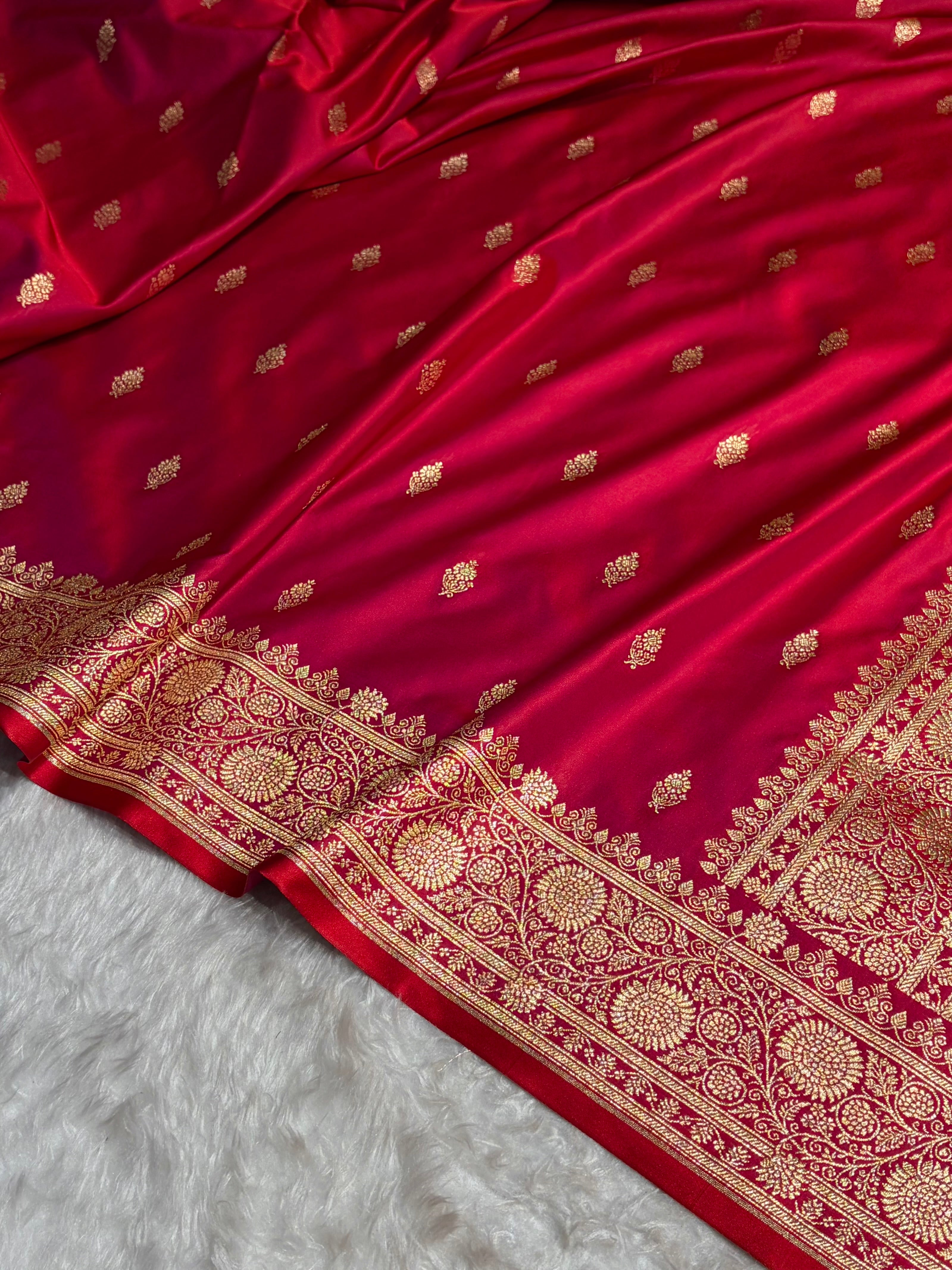 Banarasi Satin Katan Saree in Cross Red Shades SK82