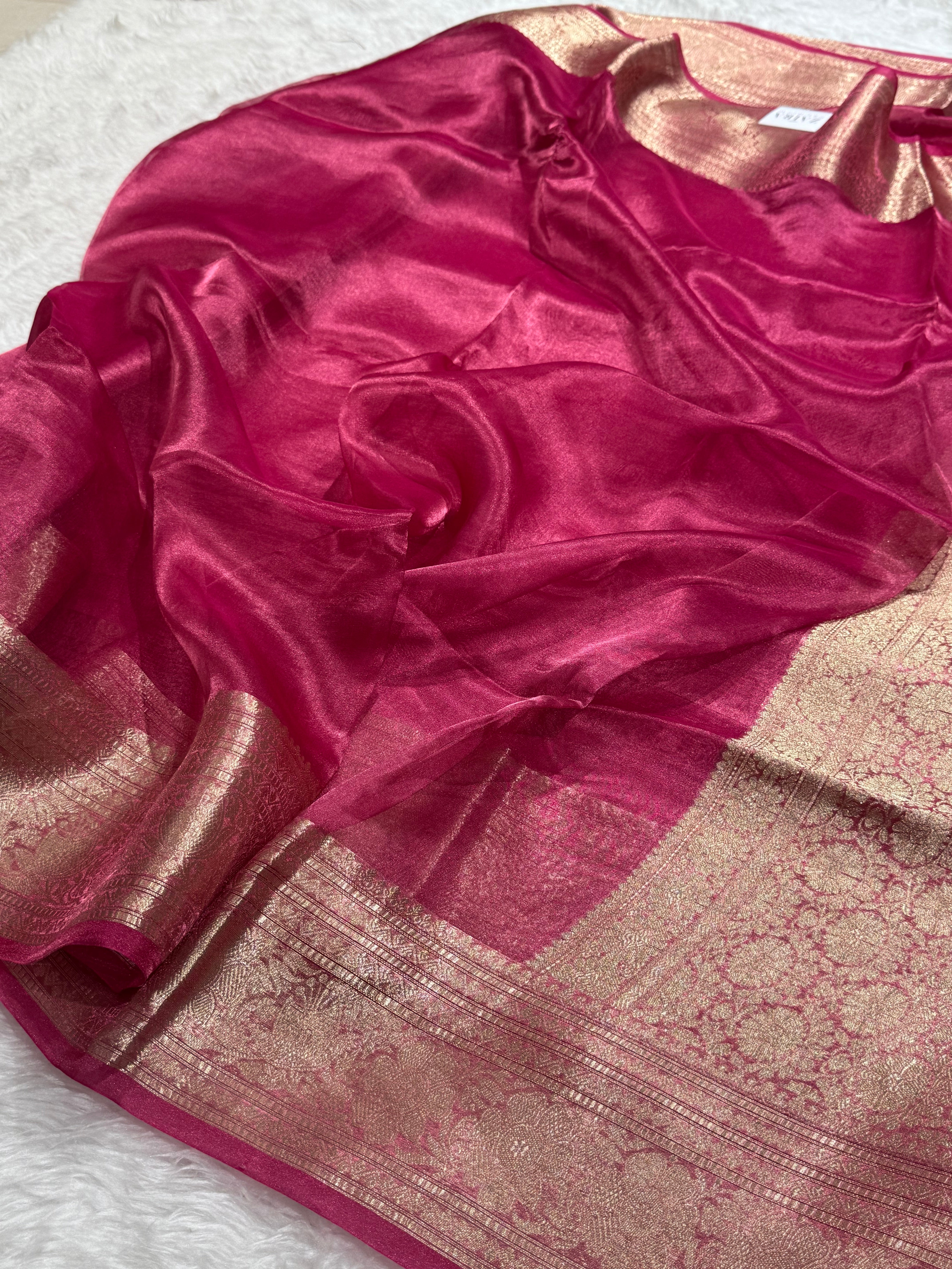 Rani Shades Pure Tissue Silk Saree with Brocade Blouse PT-16
