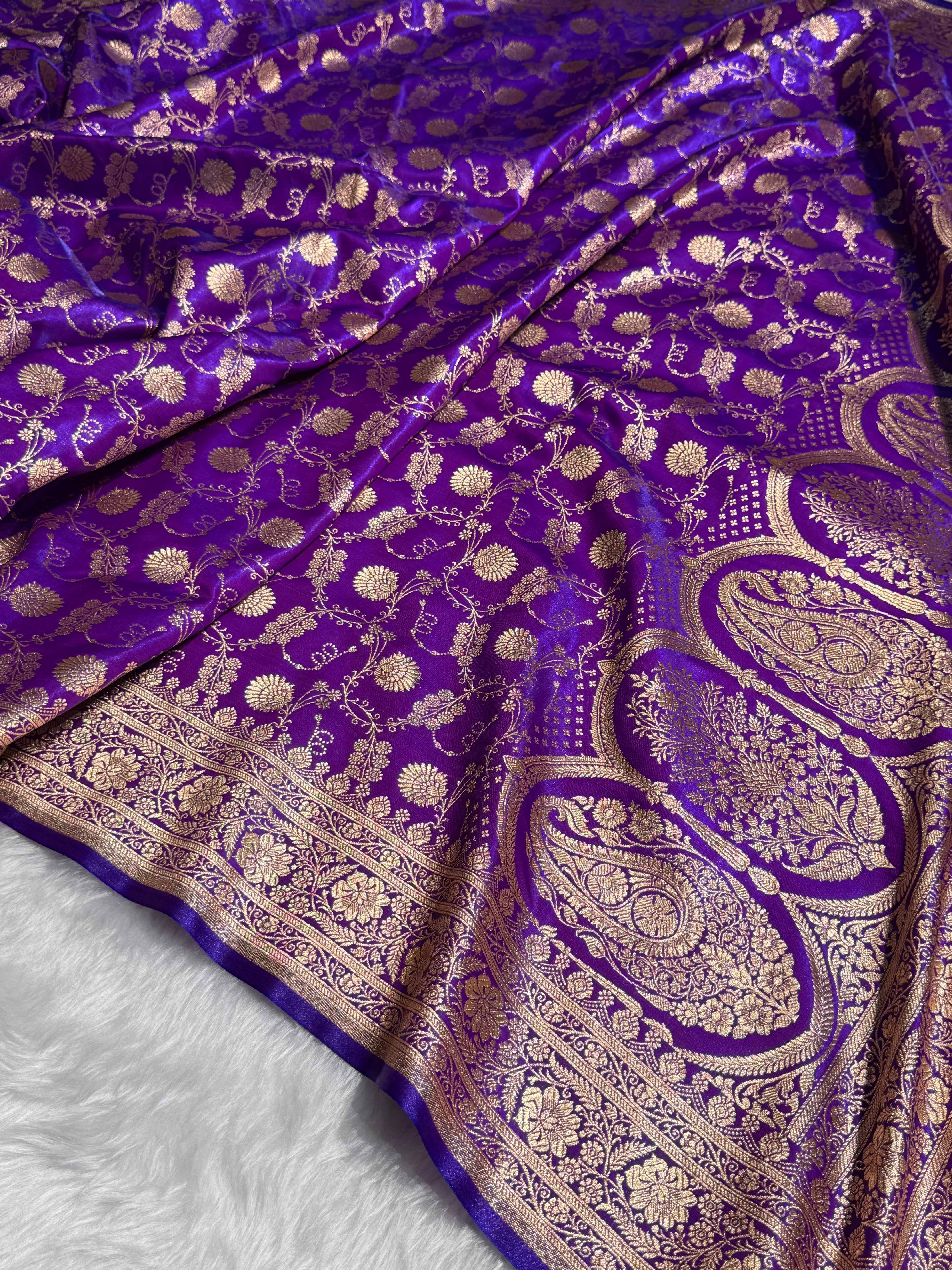 Light Wight Satin Silk Jaal in Purple magenta Shades