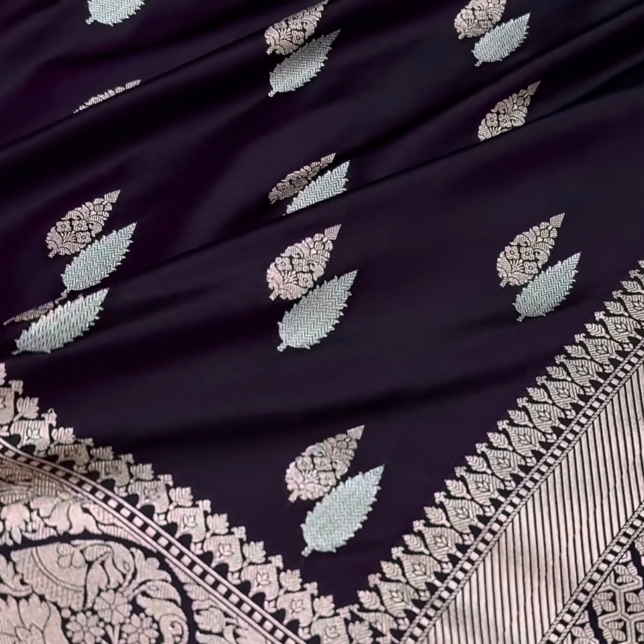 Dark Purple Dual Zari Mashru Silk Saree