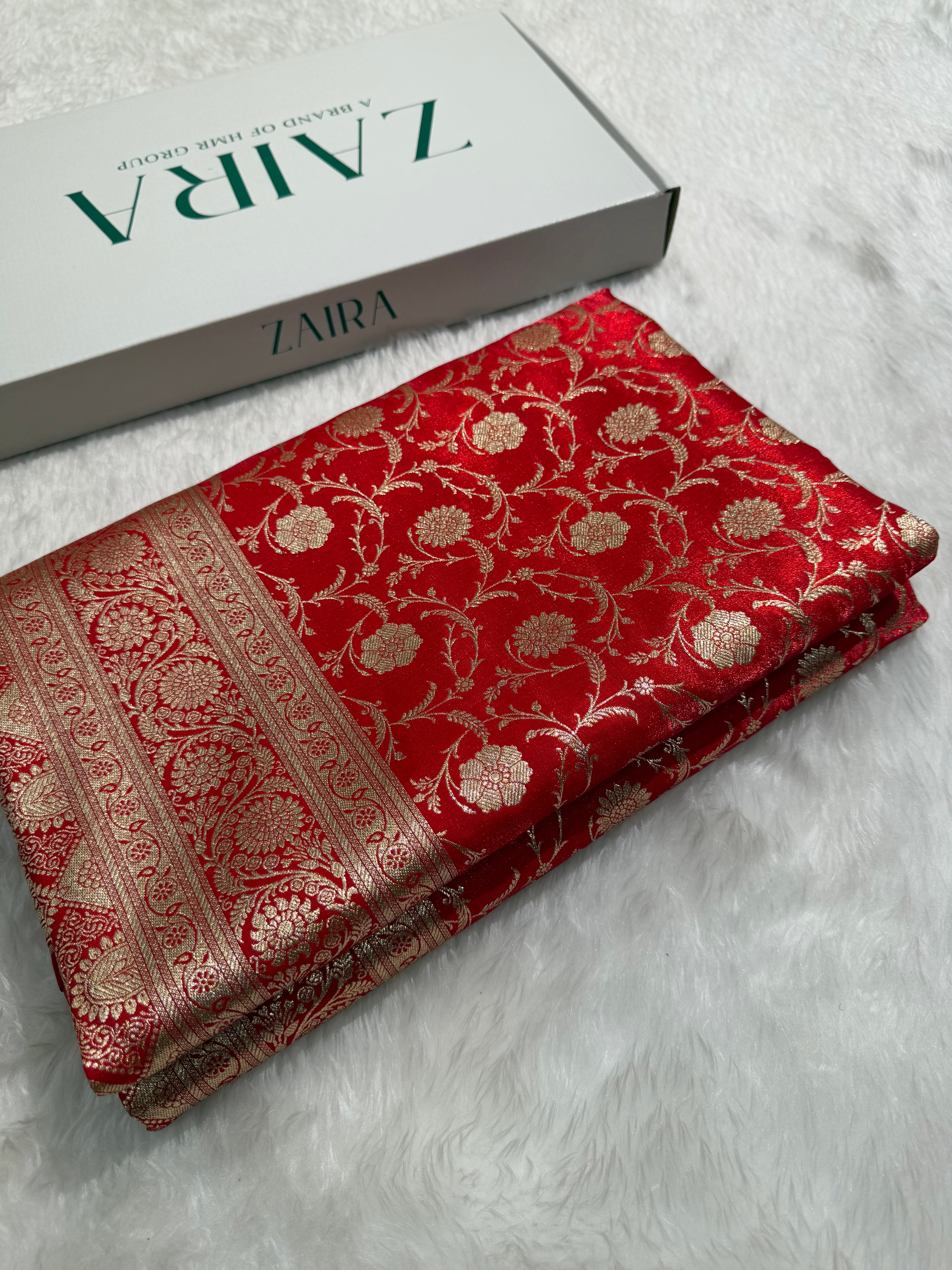 Ultra Light Weight Satin Silk Jaal in RED Shades SS13