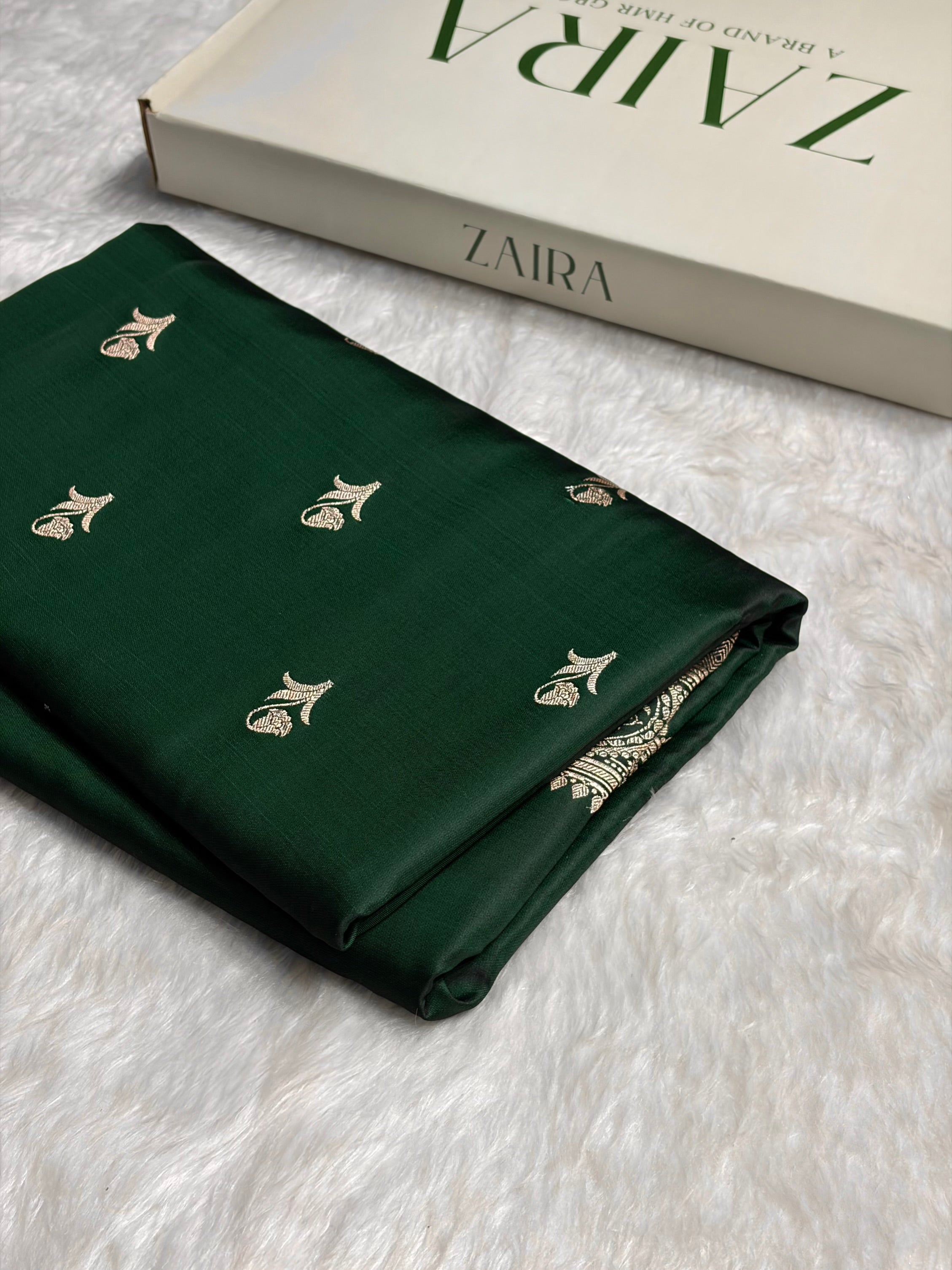 Bottle Green Boota With Floral Border Mashru Silk Saree MSM-96