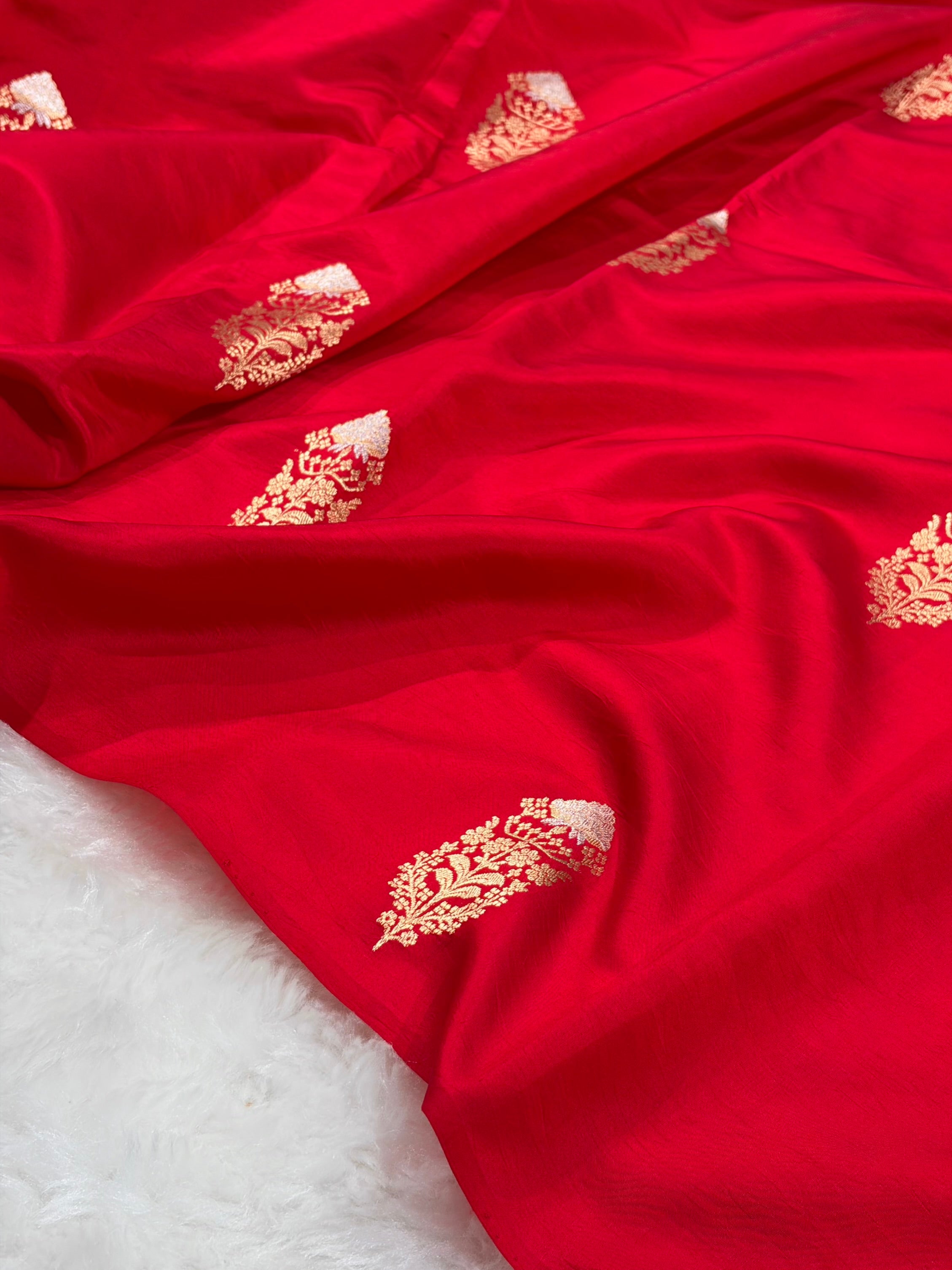 Red Shades Handwoven Pure Paper Silk RM-51