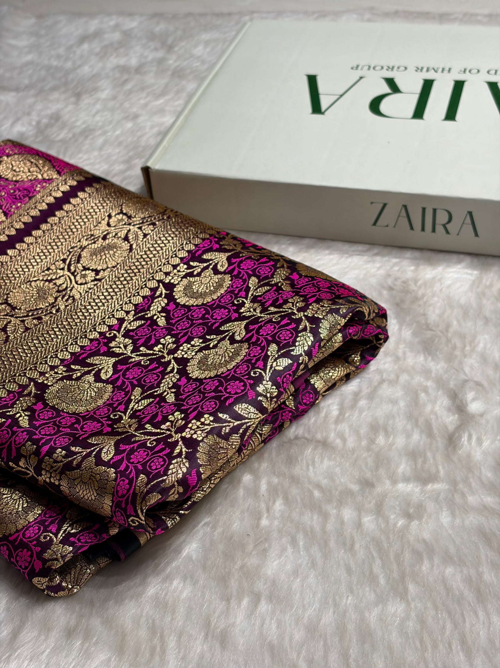 Wine With Pink Tanchoi Satin Katan Silk Saree SKTM-05