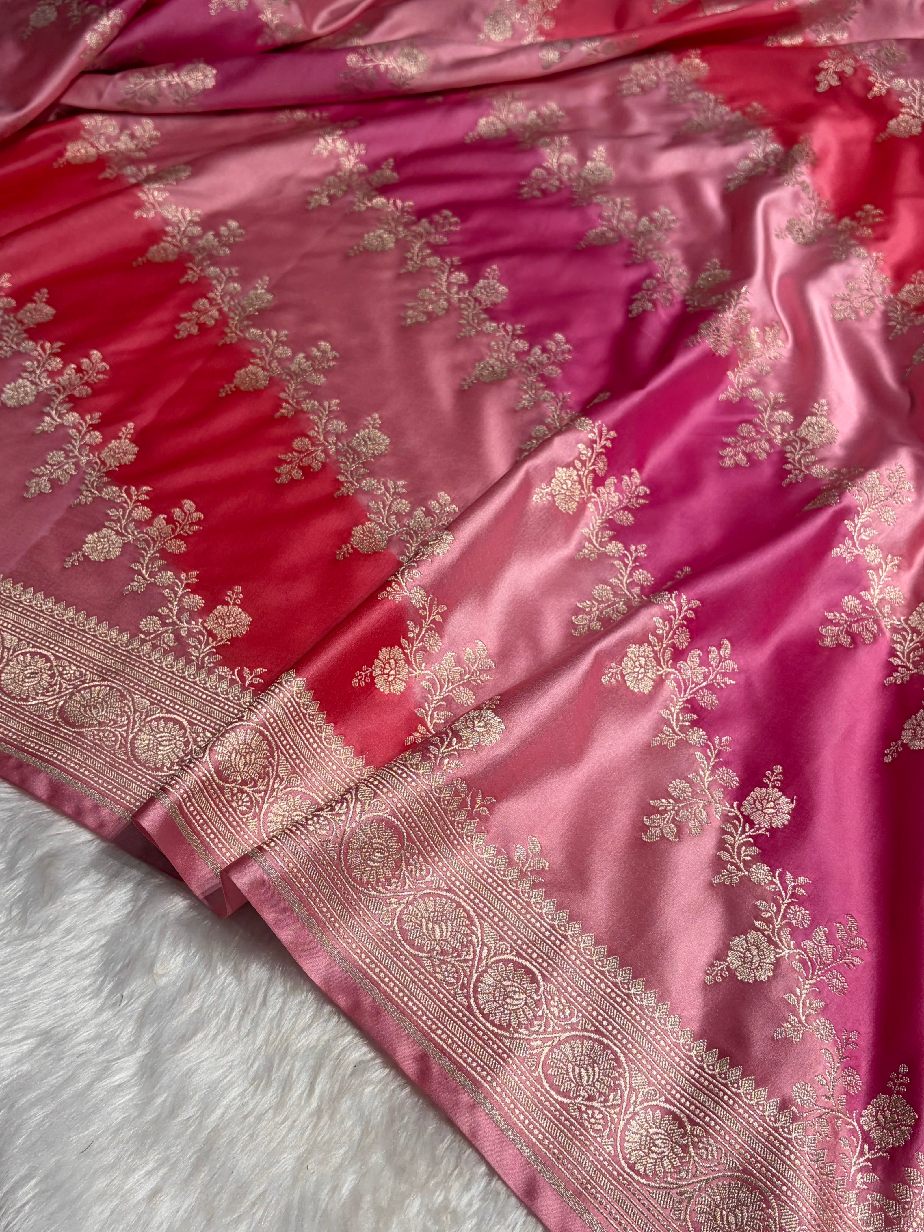 Blush Pink Rangkat Banarasi Cross Mashru Silk Saree MS01