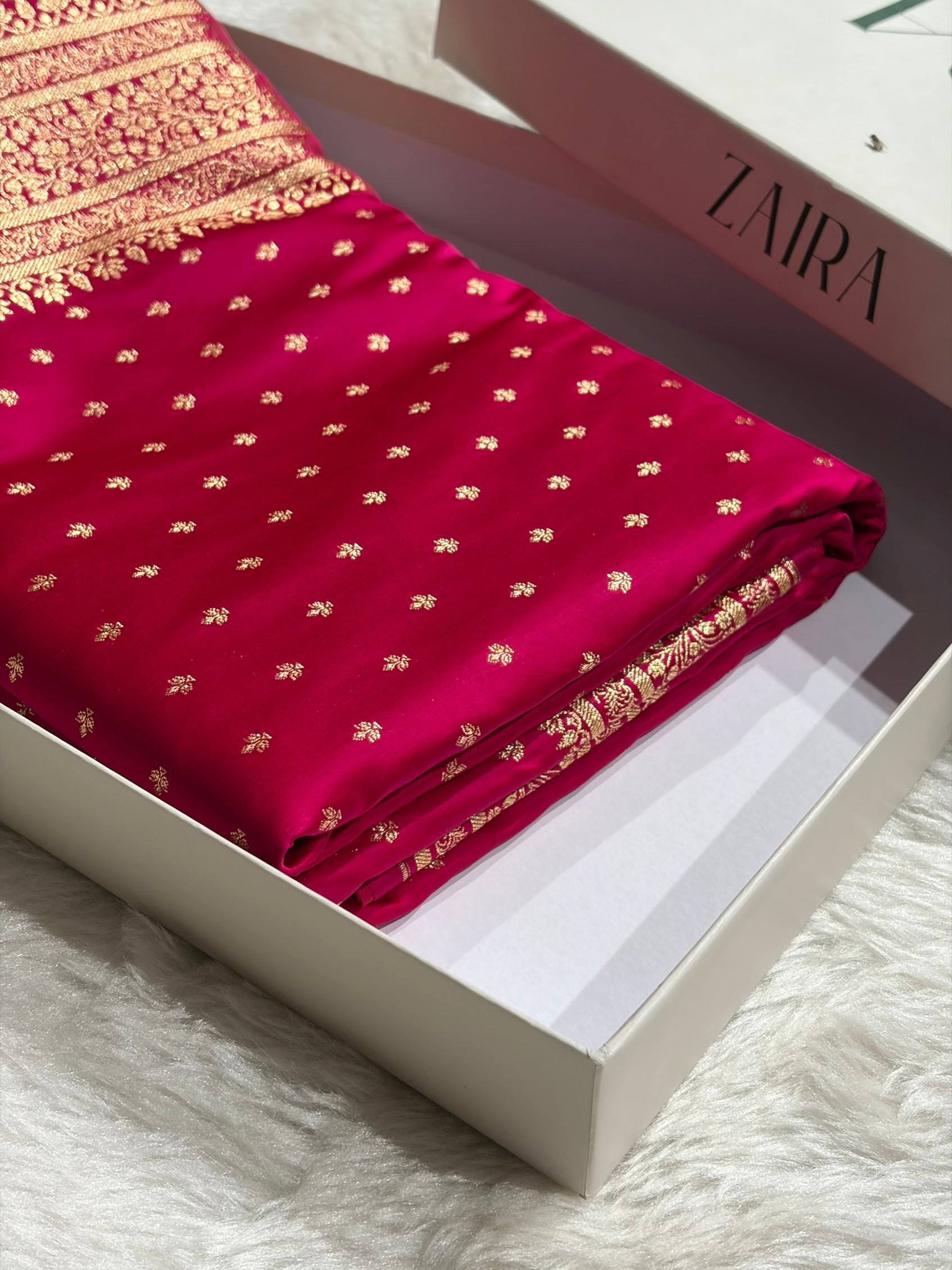 Banarasi Satin Katan Saree in Rani Shades SK88