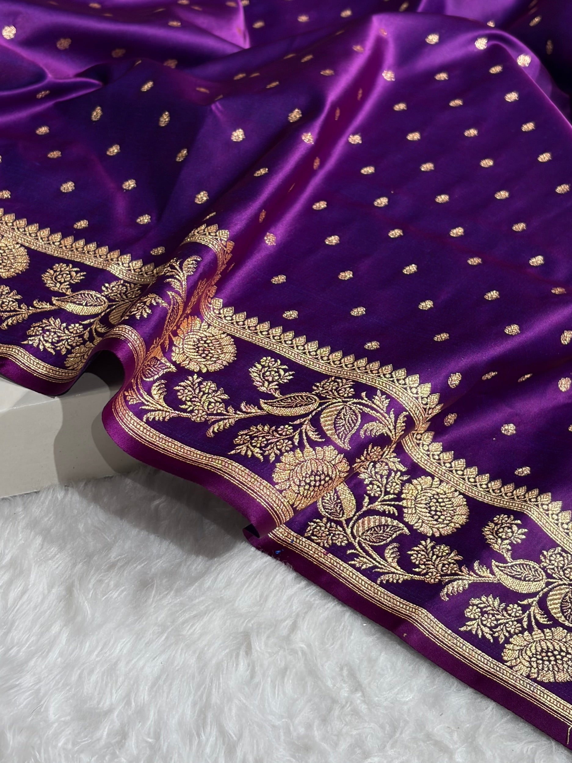 Banarasi Satin Katan Saree With Boota in Purple Shades SK107