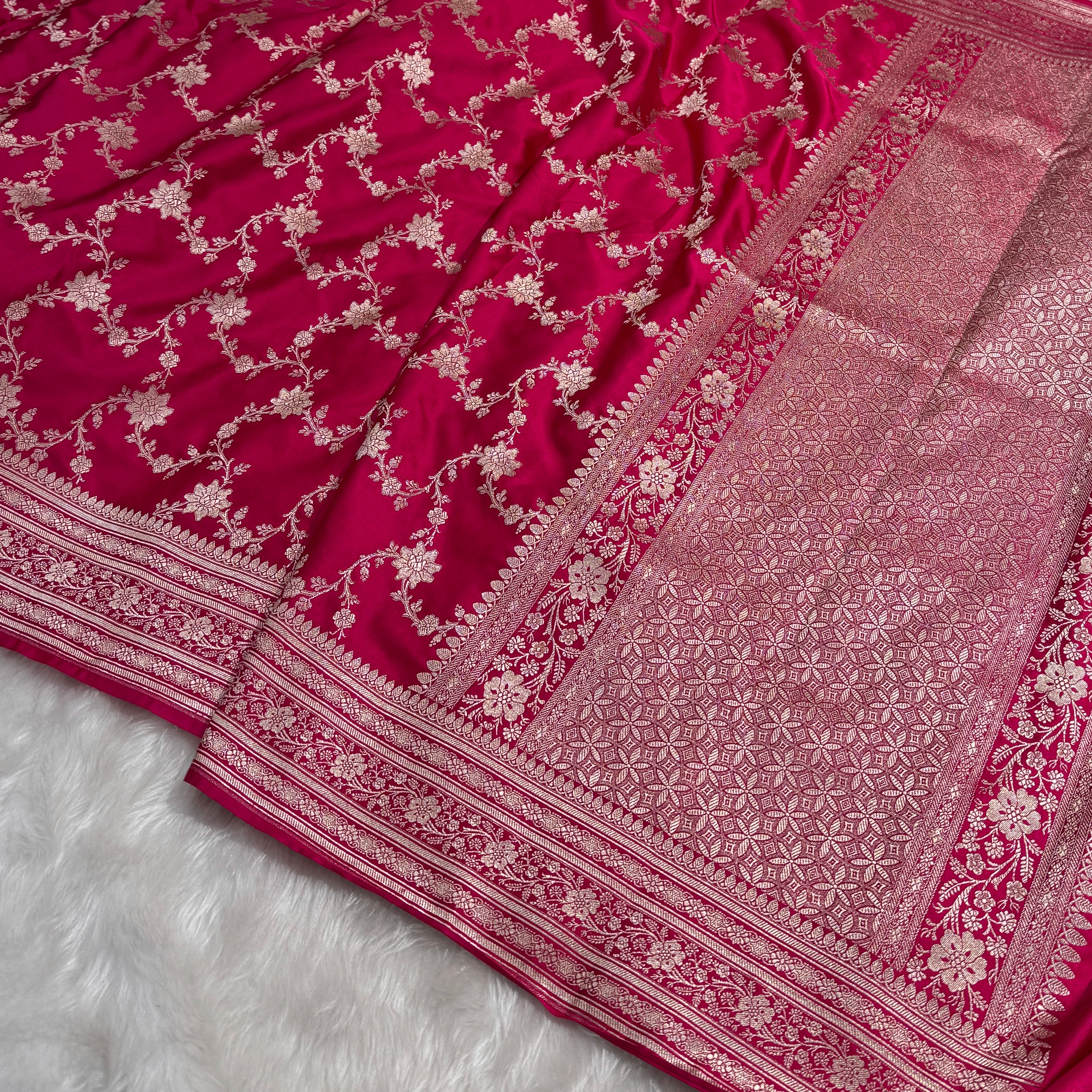 Rani Pink Shades Mashru Silk Saree