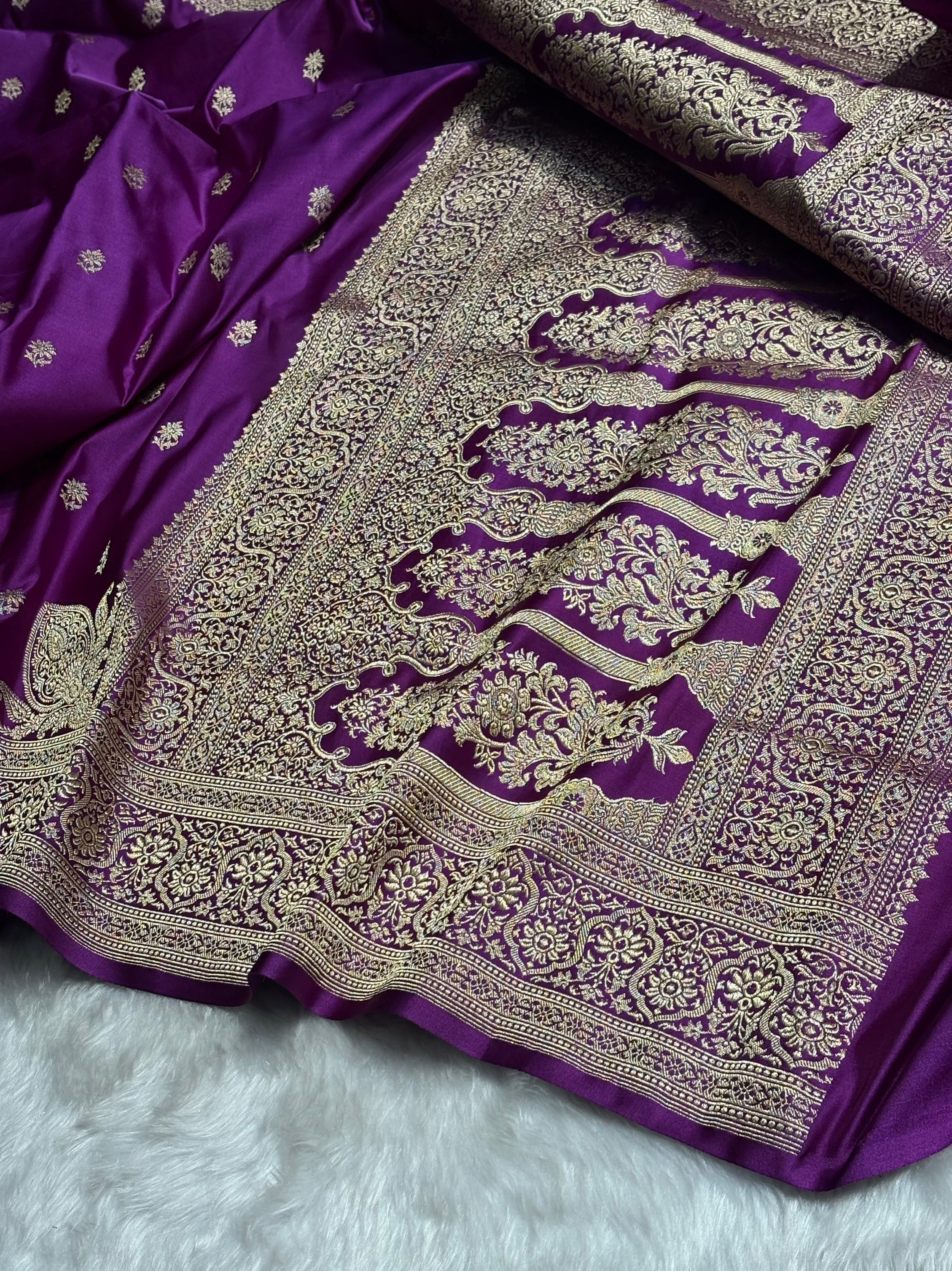 Magenta Floral Booti Katan Silk Saree SK62