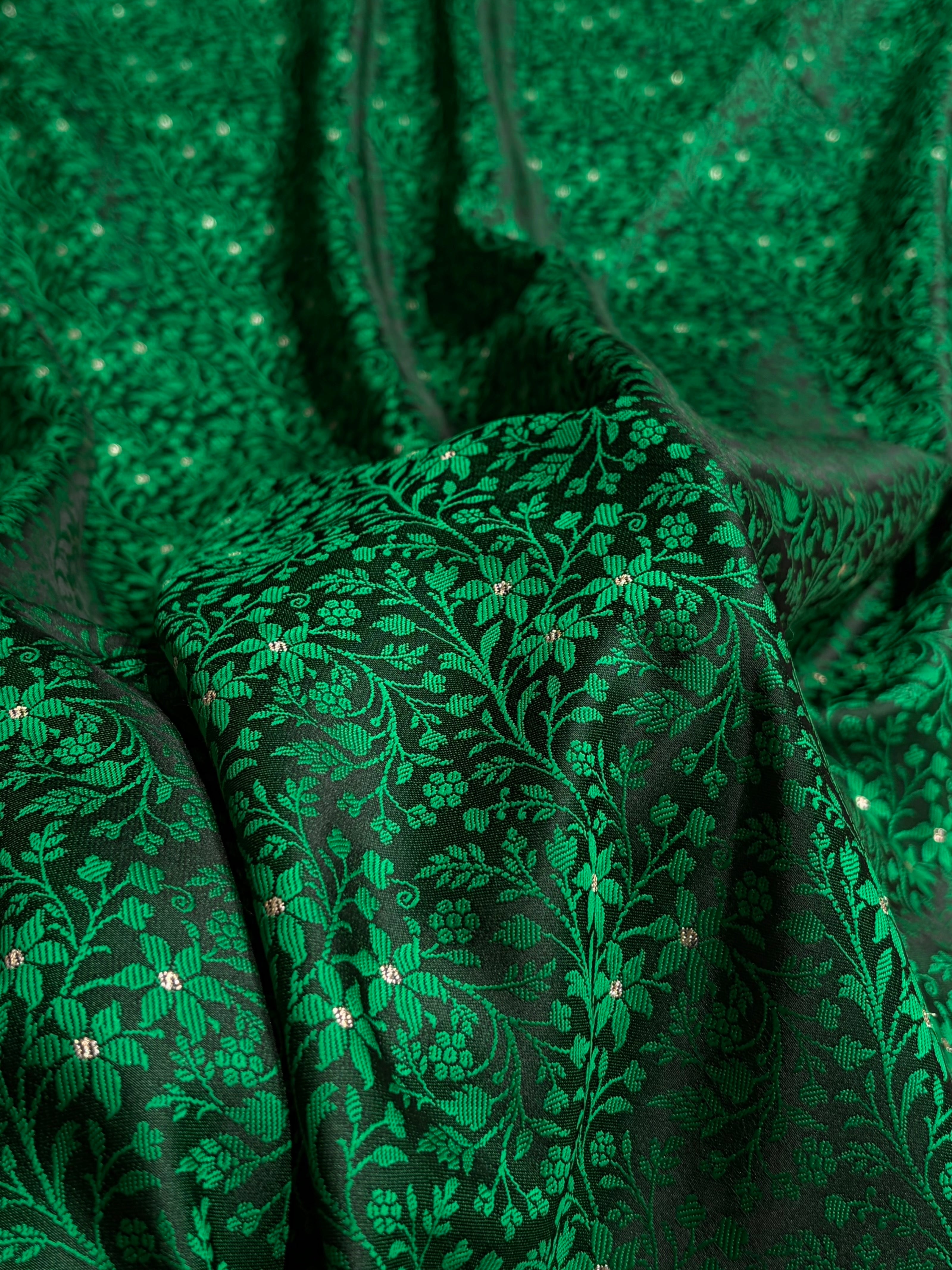 Bottle Green Shades Tanchoi Motif Mashru Silk Saree MST-15