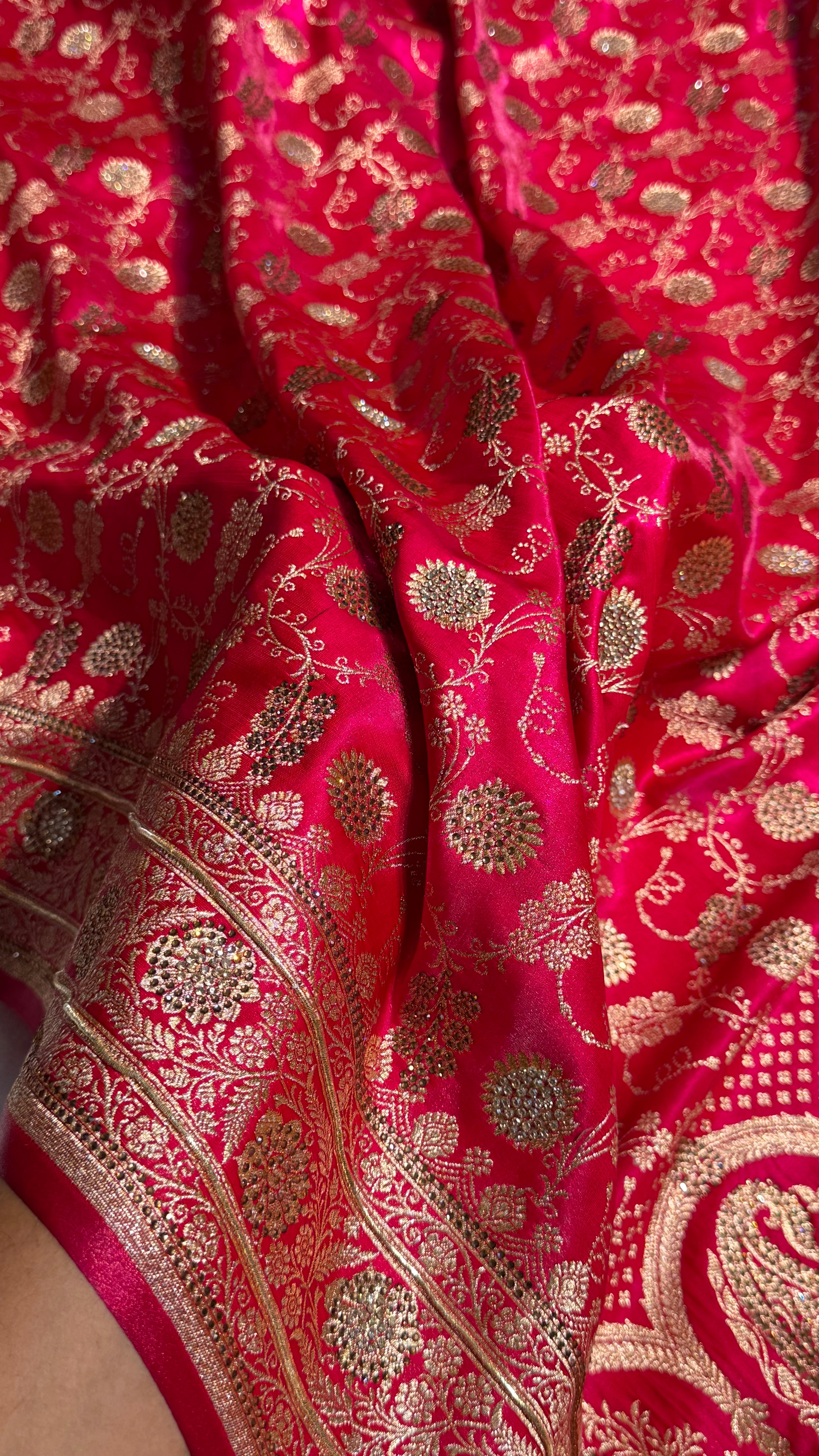 Rani Satin Silk Jaal with Swavroski Work BSS17