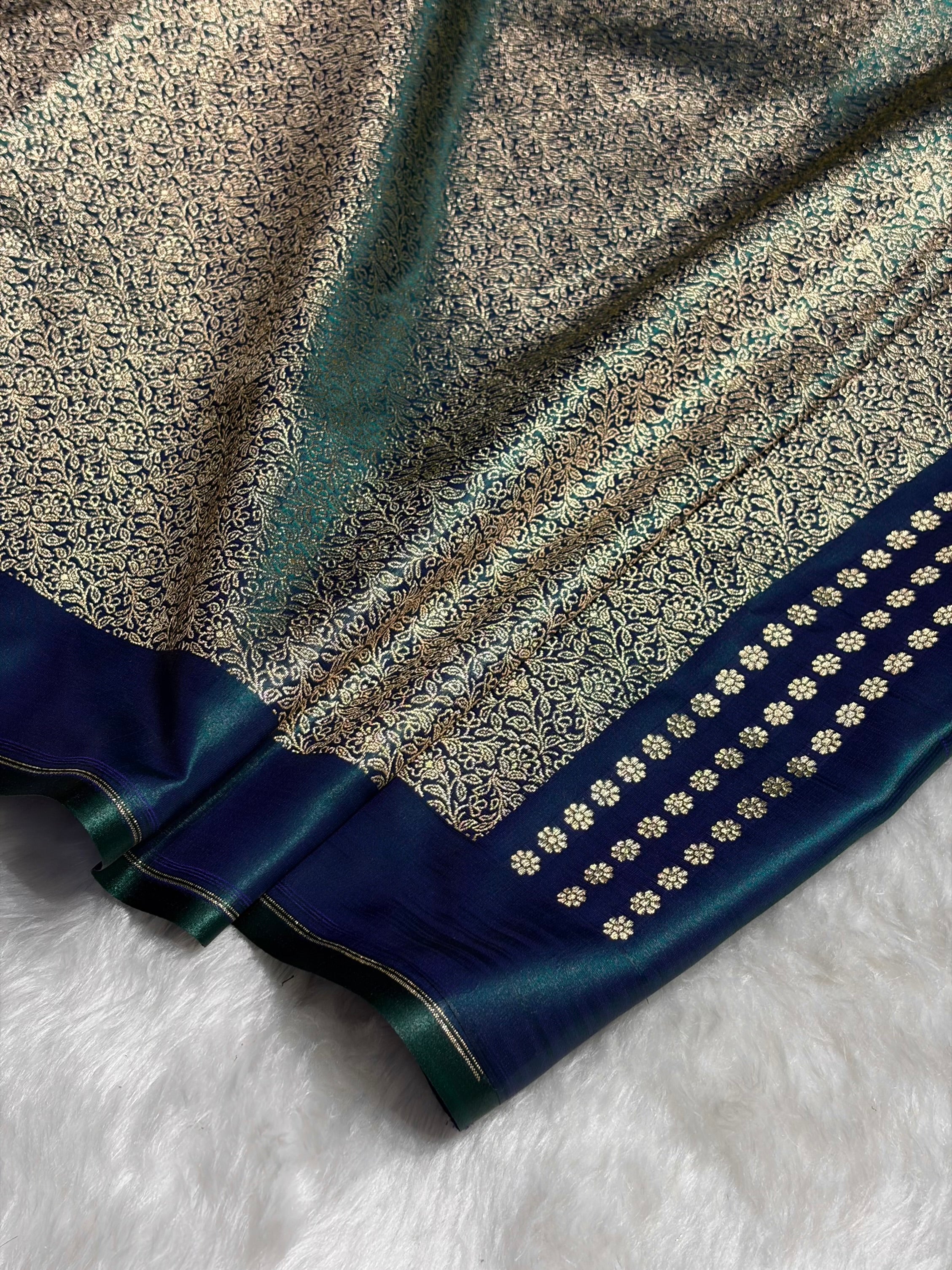 Peacock Shades Banarasi Satin Silk Saree SS36
