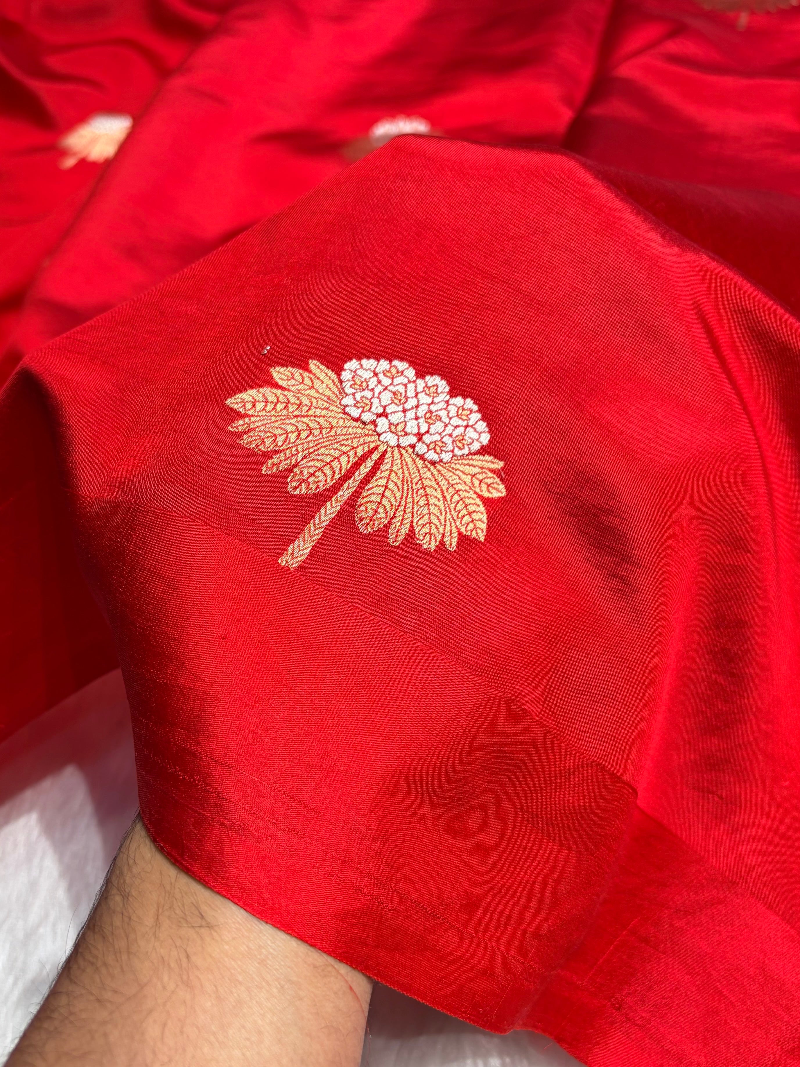 Red Shades Meena Boota Handwoven Raw Mango Silk RM-43