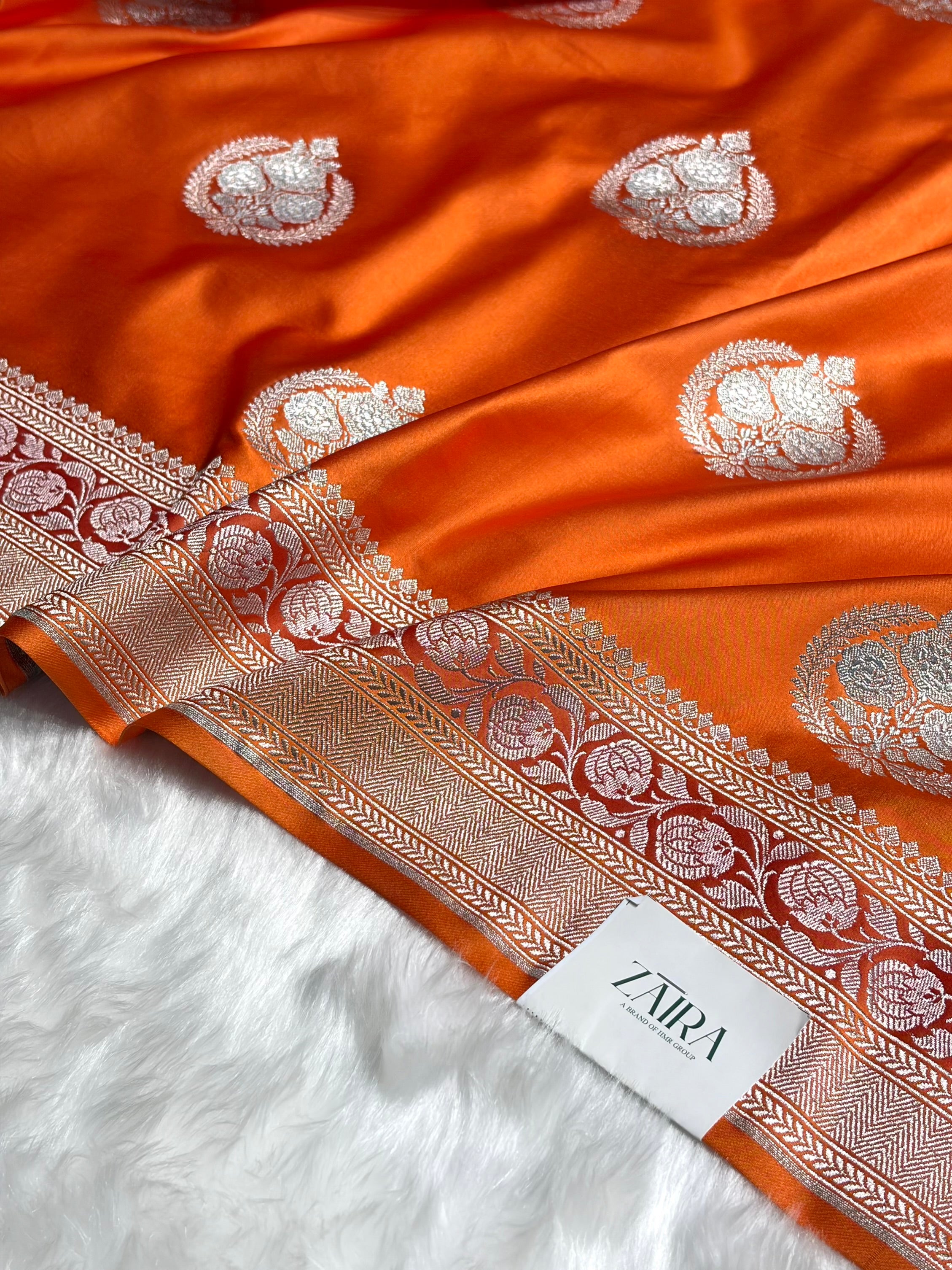 Orange Shades Minakari Boota Mashru Silk Saree MS35